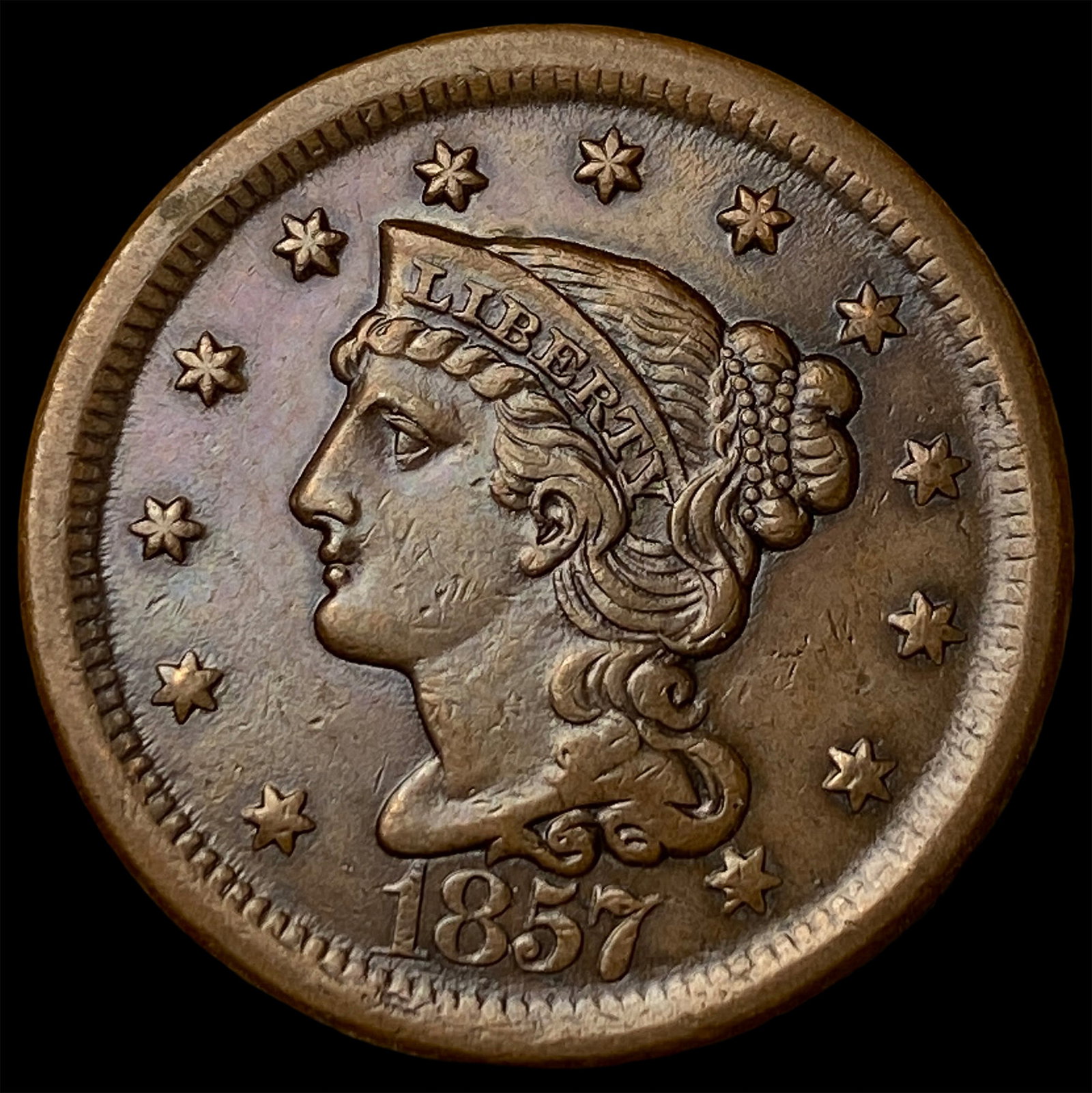 1857 Braided Hair Large Cent UNCIRCULATED: 1857 Braided Hair Large Cent UNCIRCULATED