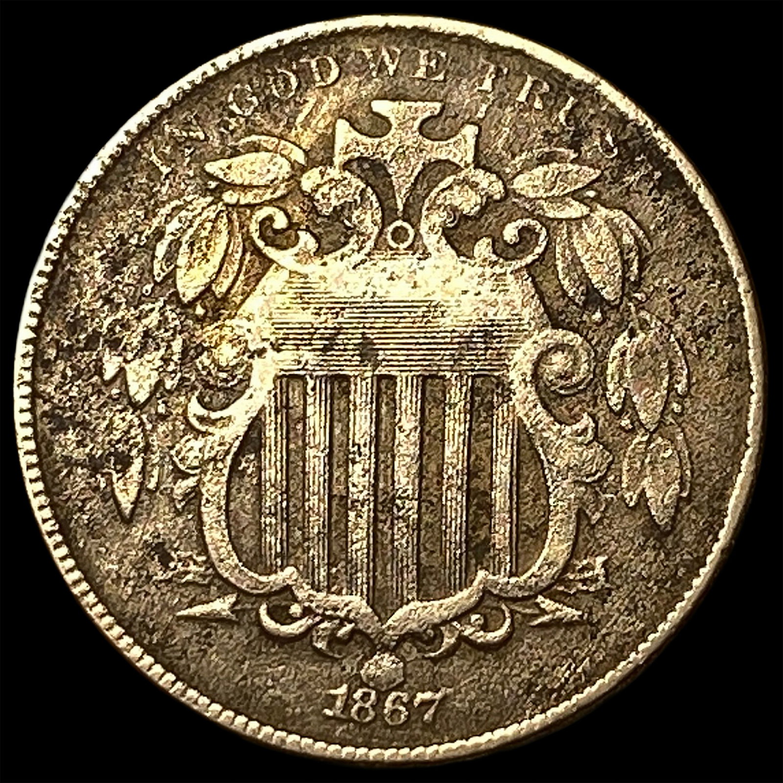 1867 Shield Nickel NEARLY UNCIRCULATED (1 of 2)
