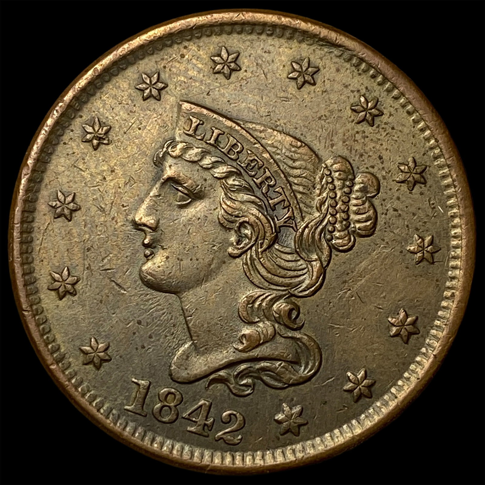1842 Braided Hair Large Cent UNCIRCULATED (1 of 2)