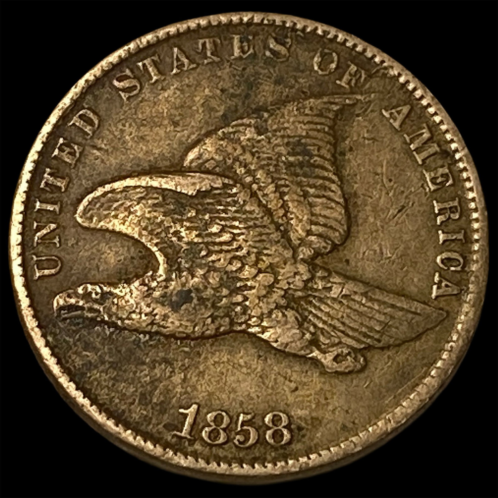 1858 Copper-Nickel Flying Eagle Cent NEARLY UNCIRCULATED: 1858 Copper-Nickel Flying Eagle Cent NEARLY UNCIRCULATED
