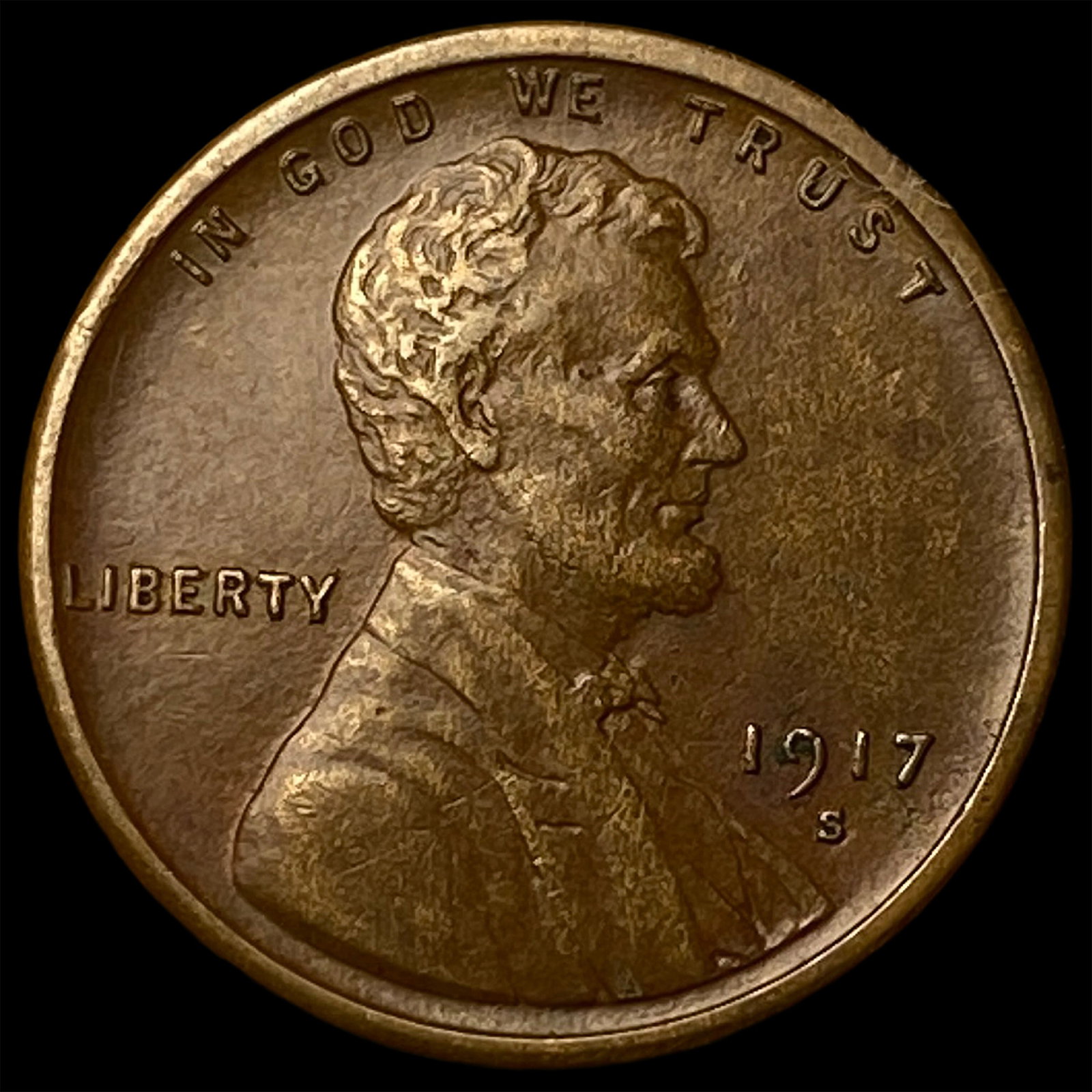 1917-S Lincoln Wheat Cent CHOICE AU: 1917-S Lincoln Wheat Cent CHOICE AU