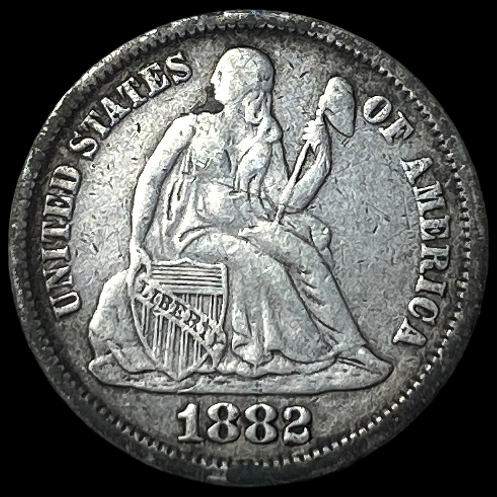 1882 Seated Liberty Dime NEARLY UNCIRCULATED: 1882 Seated Liberty Dime NEARLY UNCIRCULATED