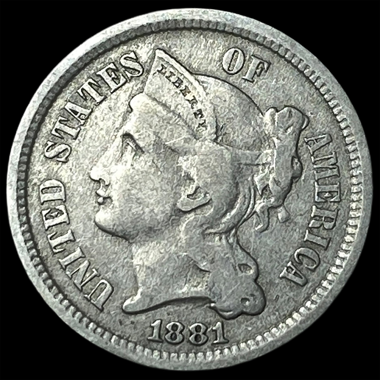 1881 Nickel Three-Cent Piece LIGHTLY CIRCULATED (1 of 2)