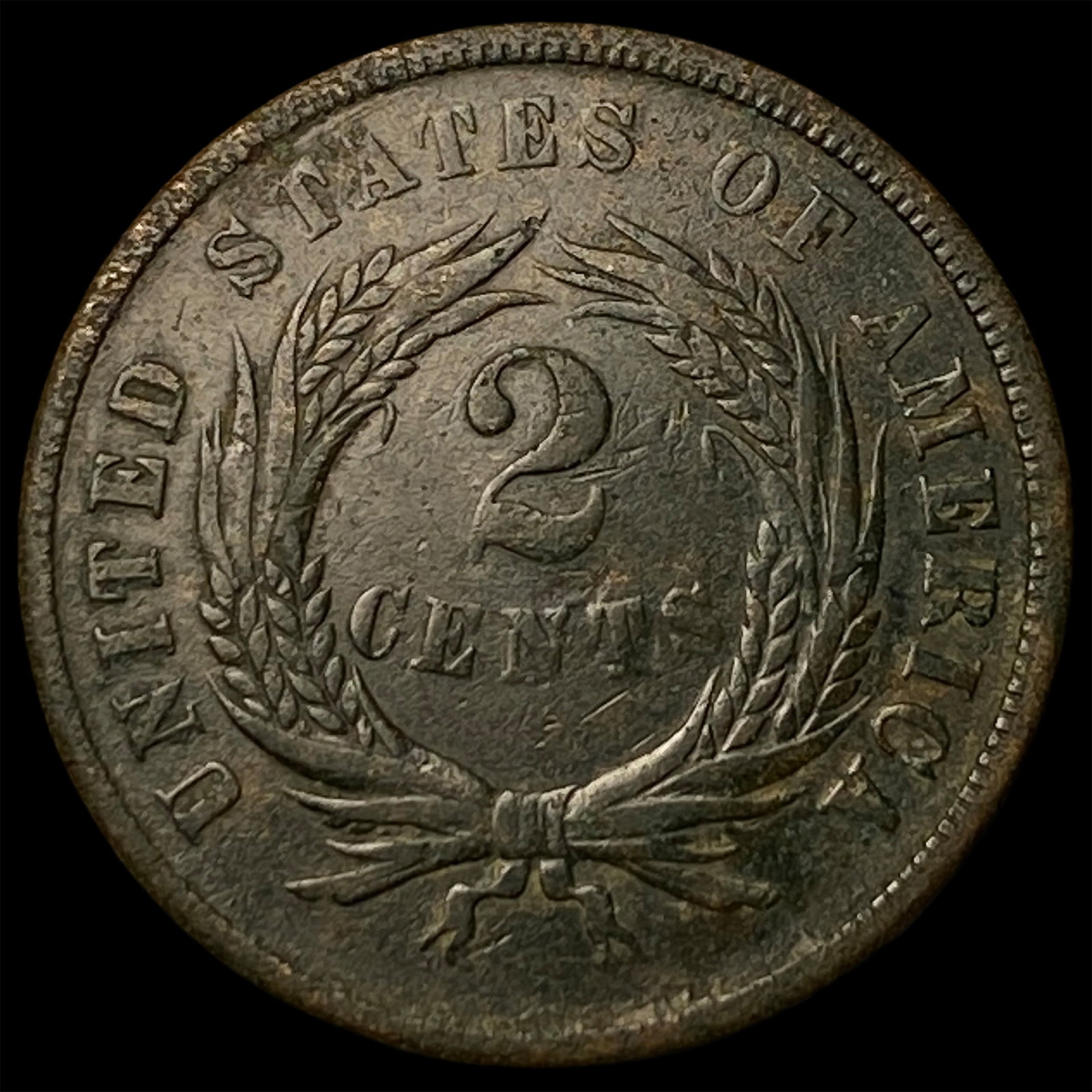 1865 Copper Two-Cent Piece NEARLY UNCIRCULATED - 2