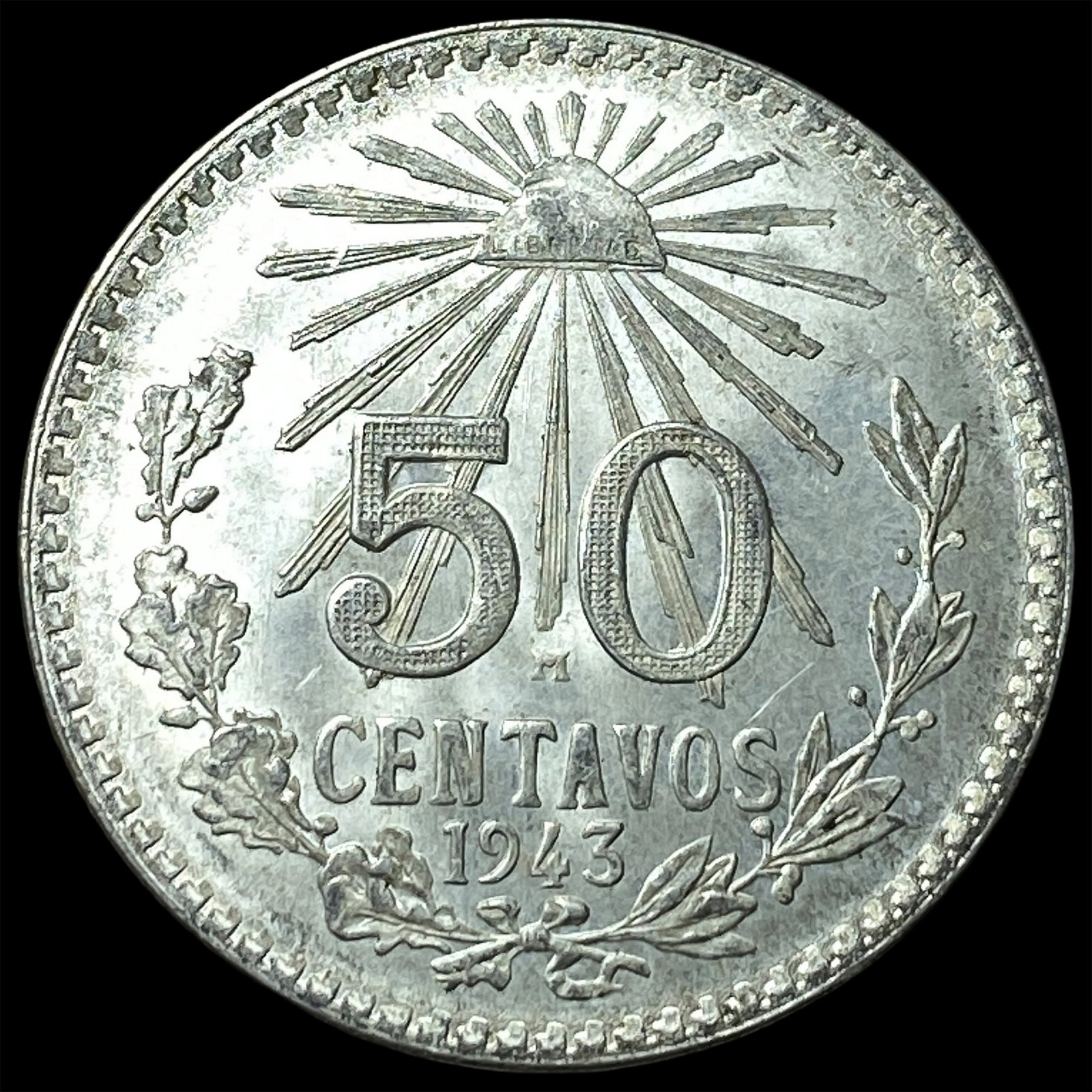 1943 Mexico Silver 50 Centavos UNCIRCULATED: 1943 Mexico Silver 50 Centavos UNCIRCULATED