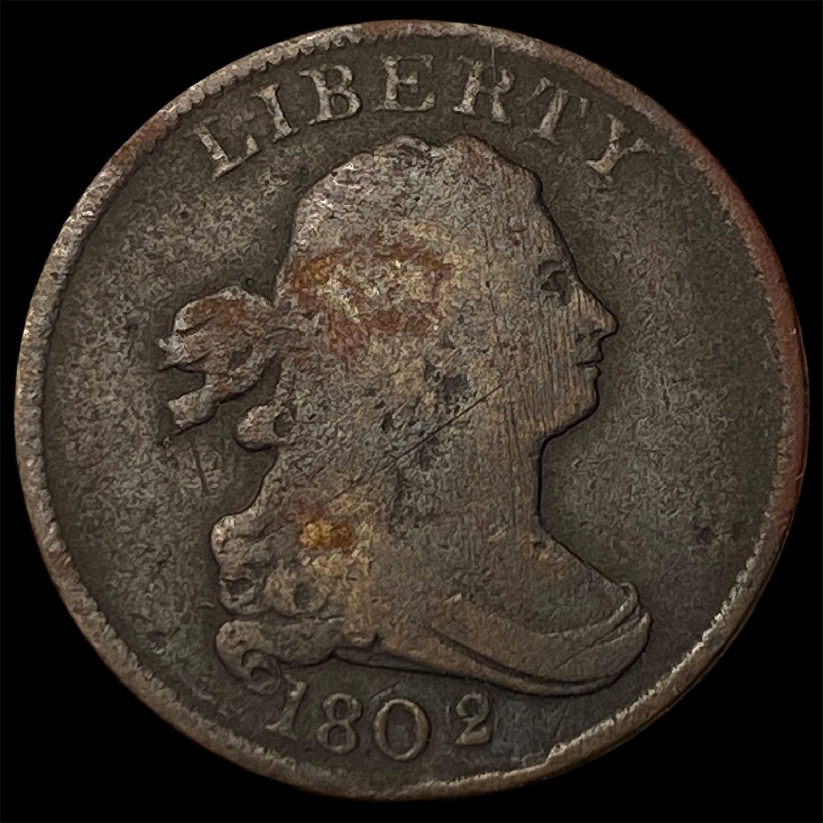 1802 Draped Bust Half Cent LIGHTLY CIRCULATED: 1802 Draped Bust Half Cent LIGHTLY CIRCULATED