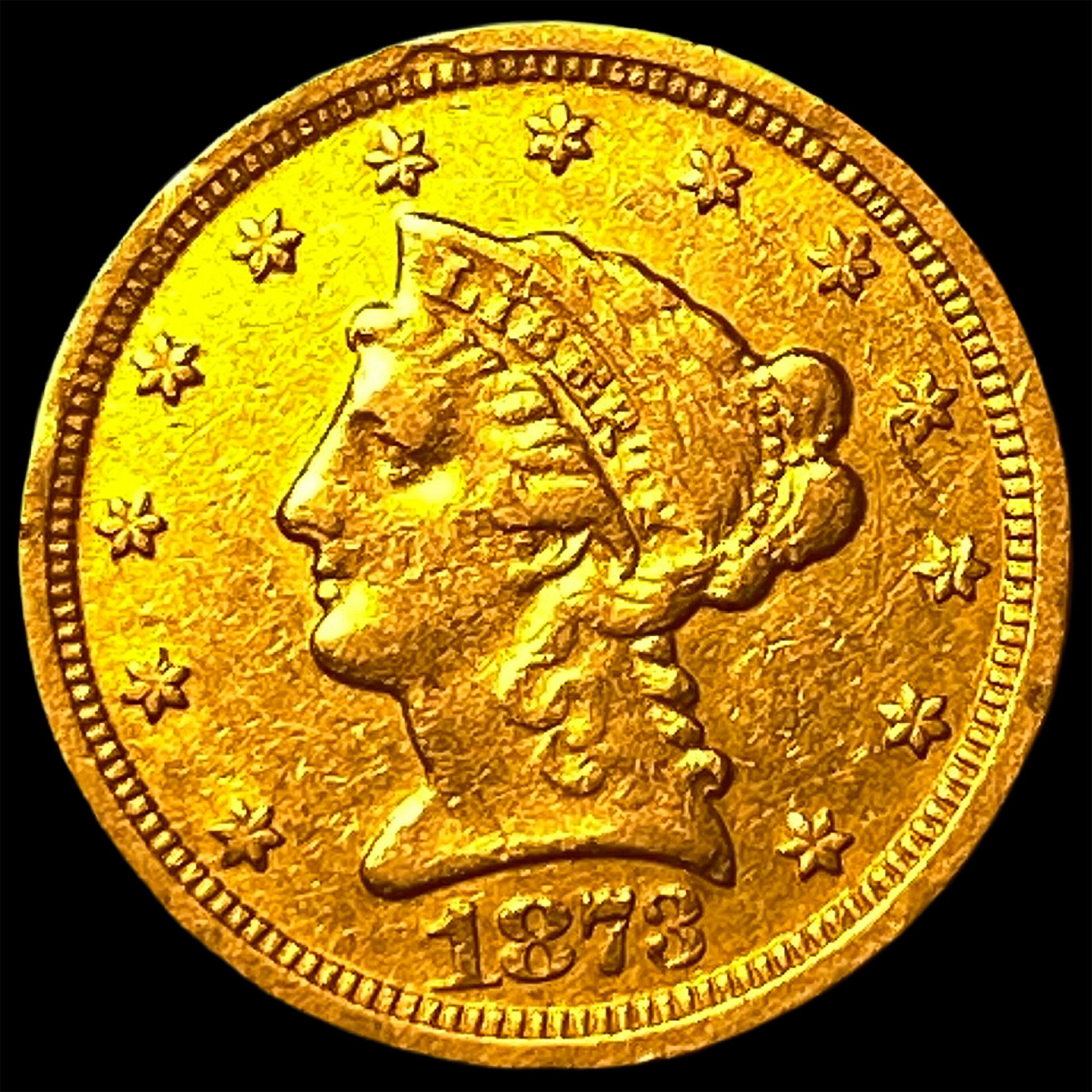 1873-S Gold $2.50 Liberty Head Quarter Eagle CLOSELY UNCIRCULATED: 1873-S Gold $2.50 Liberty Head Quarter Eagle CLOSELY UNCIRCULATED