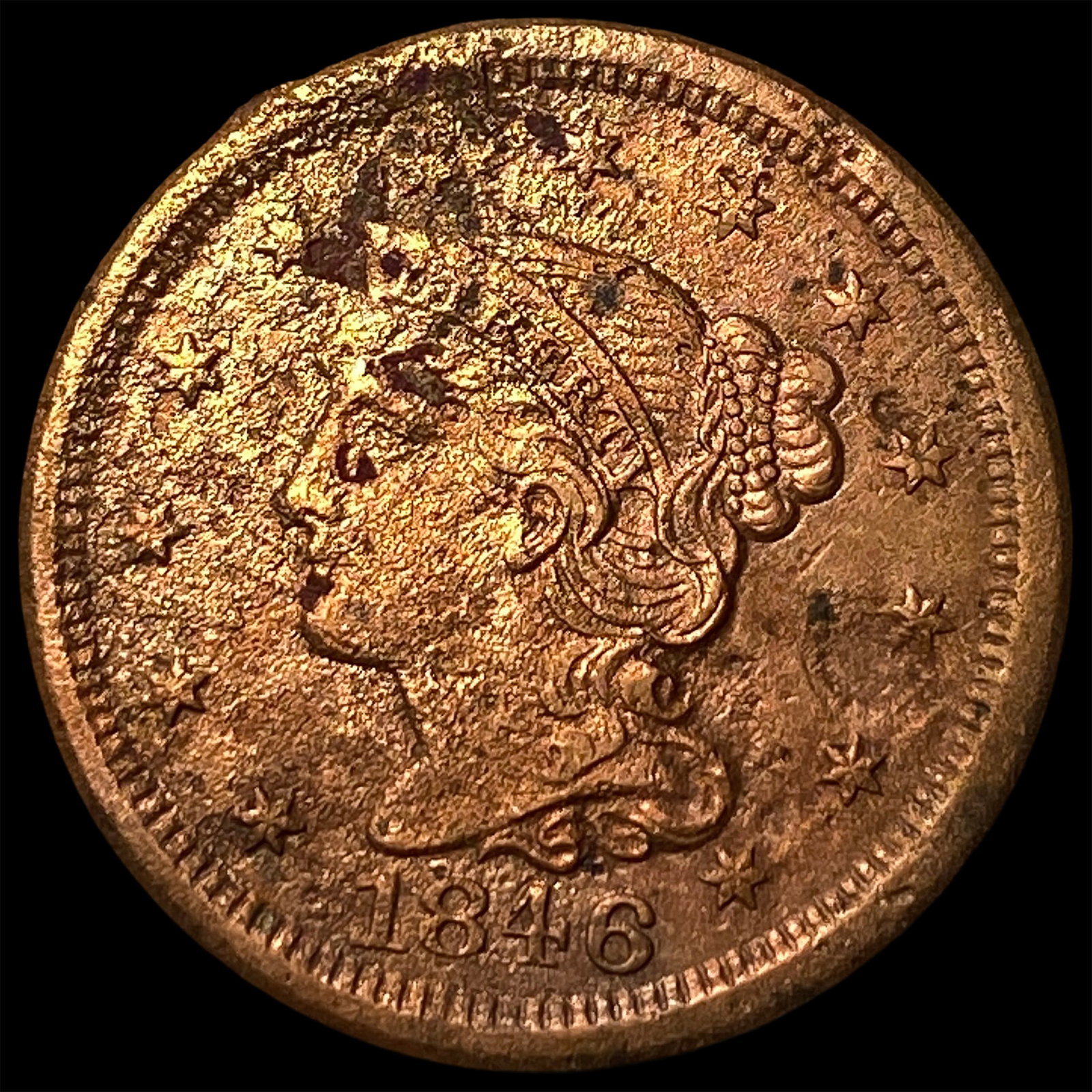 1846 Braided Hair Large Cent LIGHTLY CIRCULATED (1 of 2)
