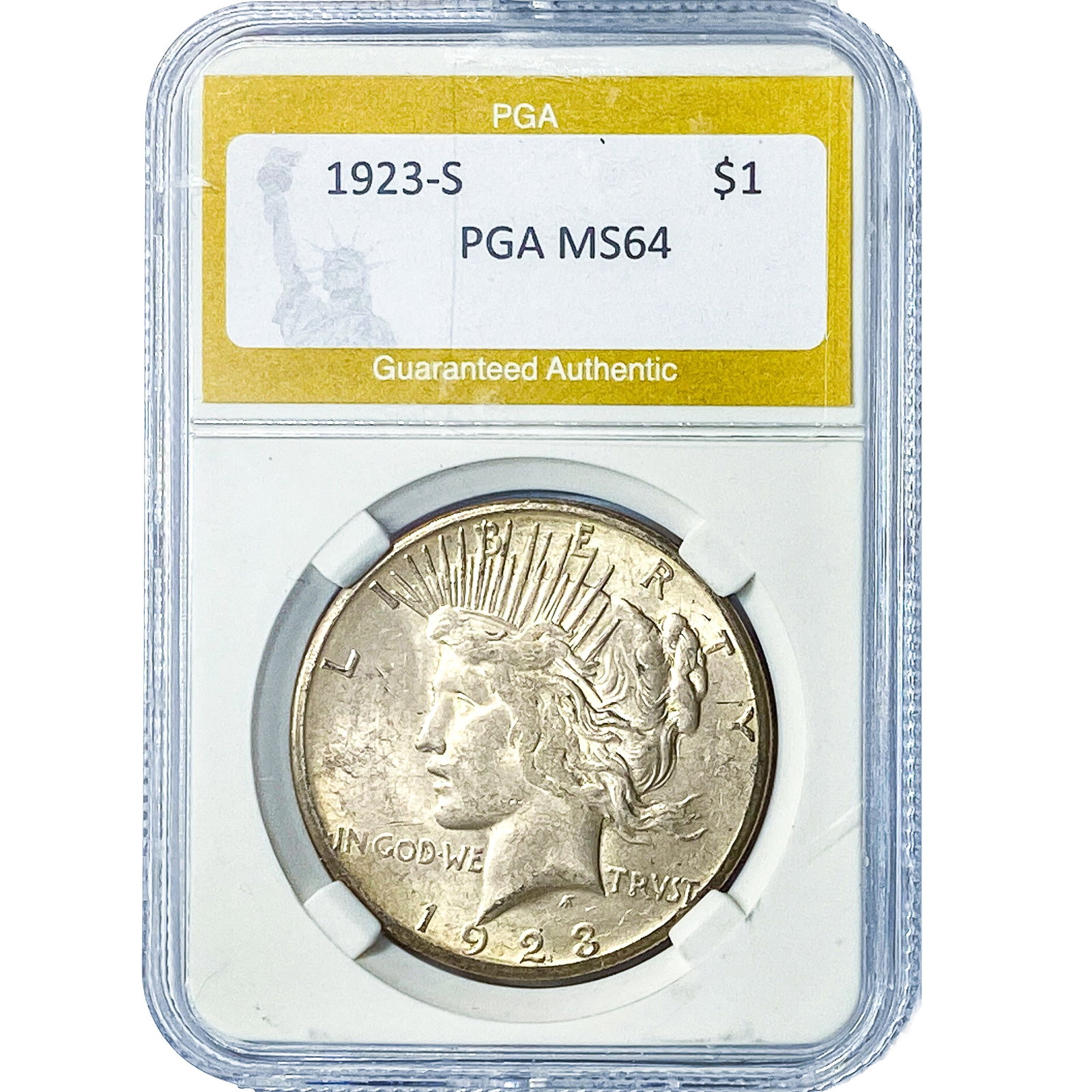 1923-S Silver Peace Dollar PGA MS64: 1923-S Silver Peace Dollar PGA MS64