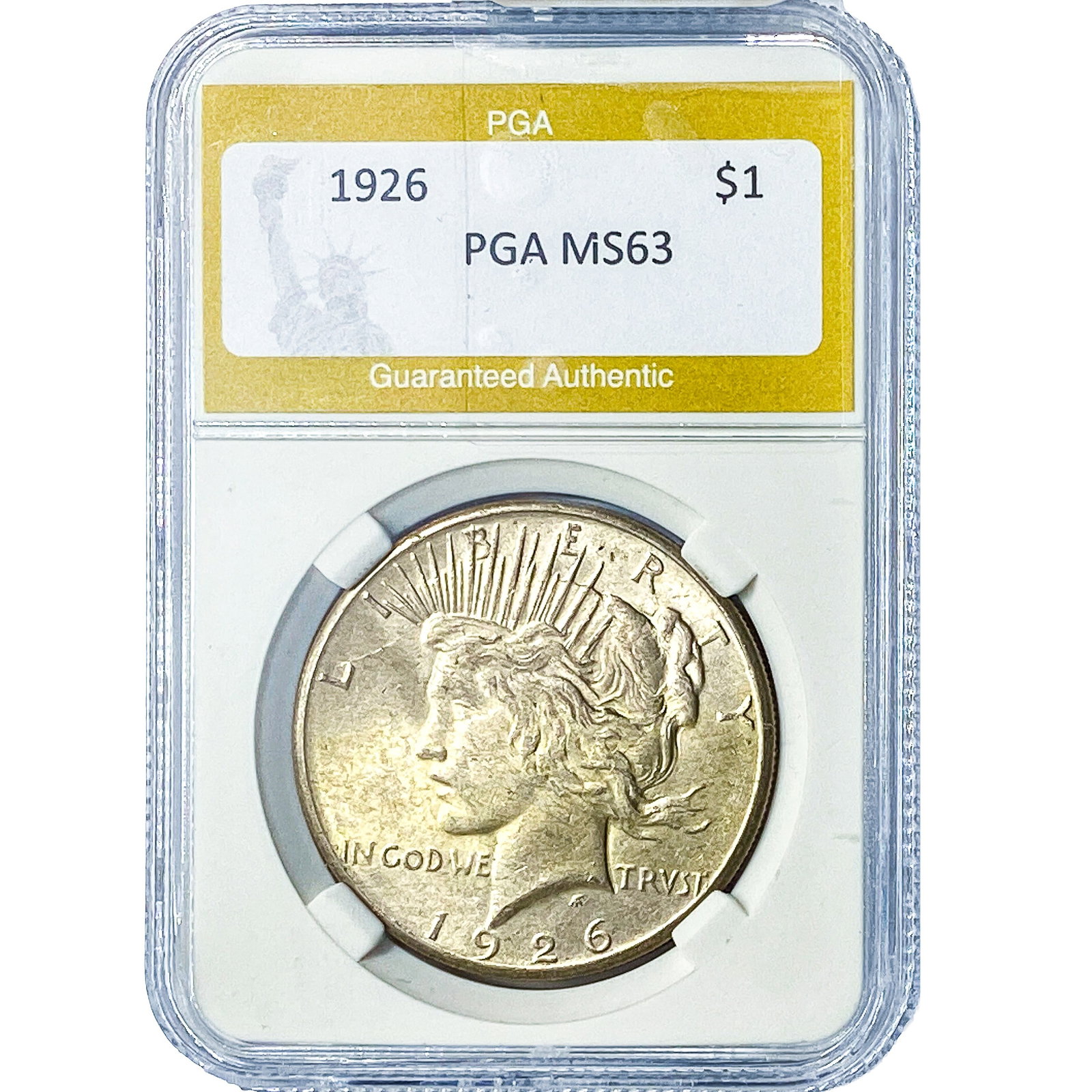 1926 Silver Peace Dollar PGA MS63: 1926 Silver Peace Dollar PGA MS63