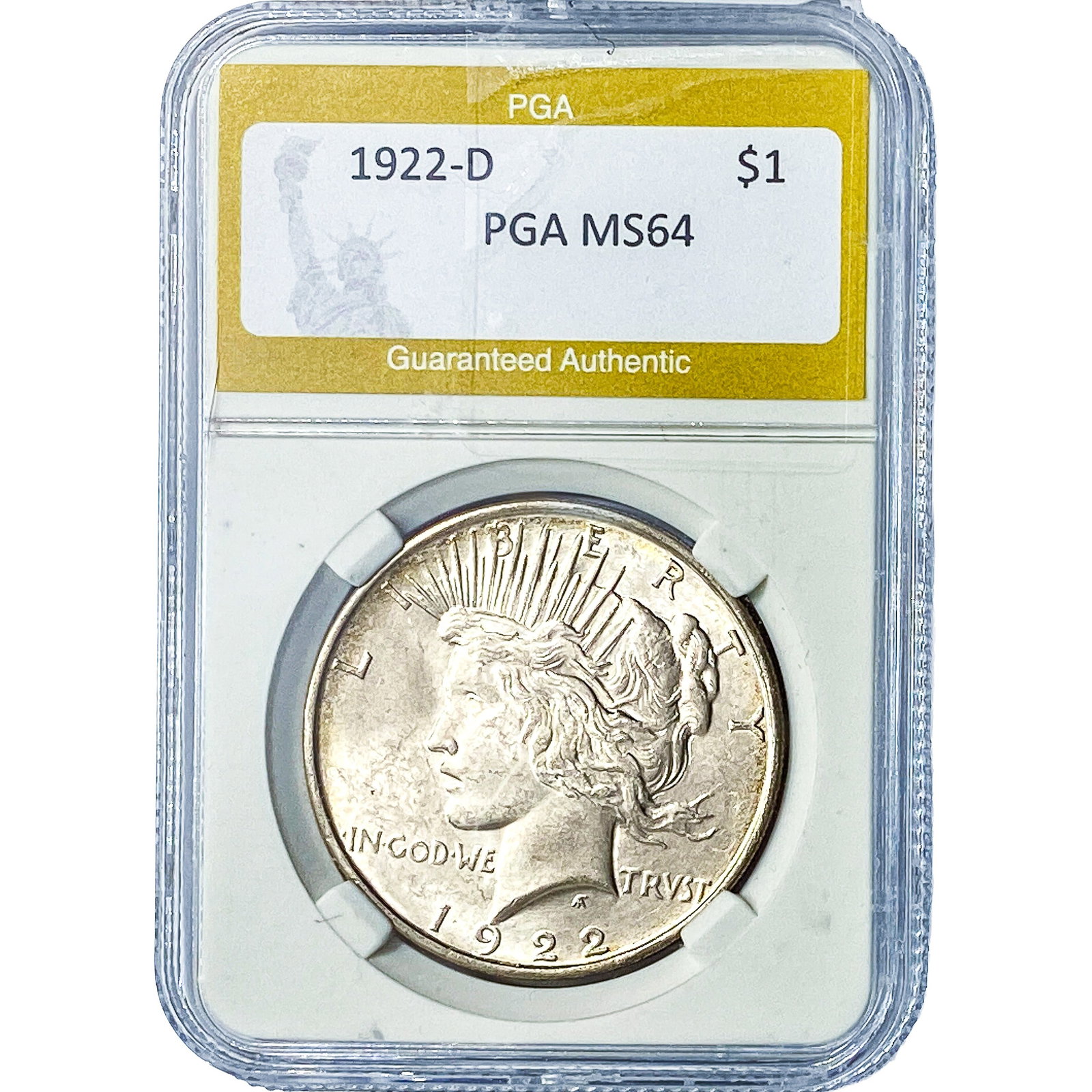 1922-D Silver Peace Dollar PGA MS64: 1922-D Silver Peace Dollar PGA MS64