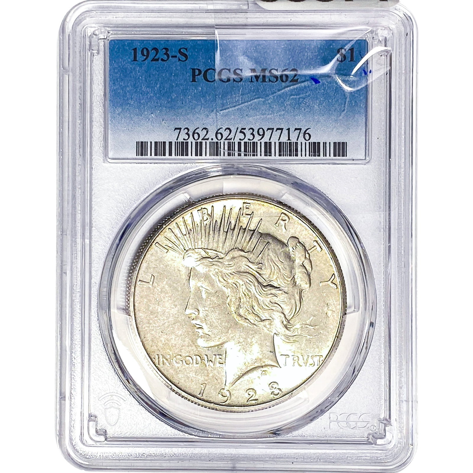 1923-S Silver Peace Dollar PCGS MS62: 1923-S Silver Peace Dollar PCGS MS62