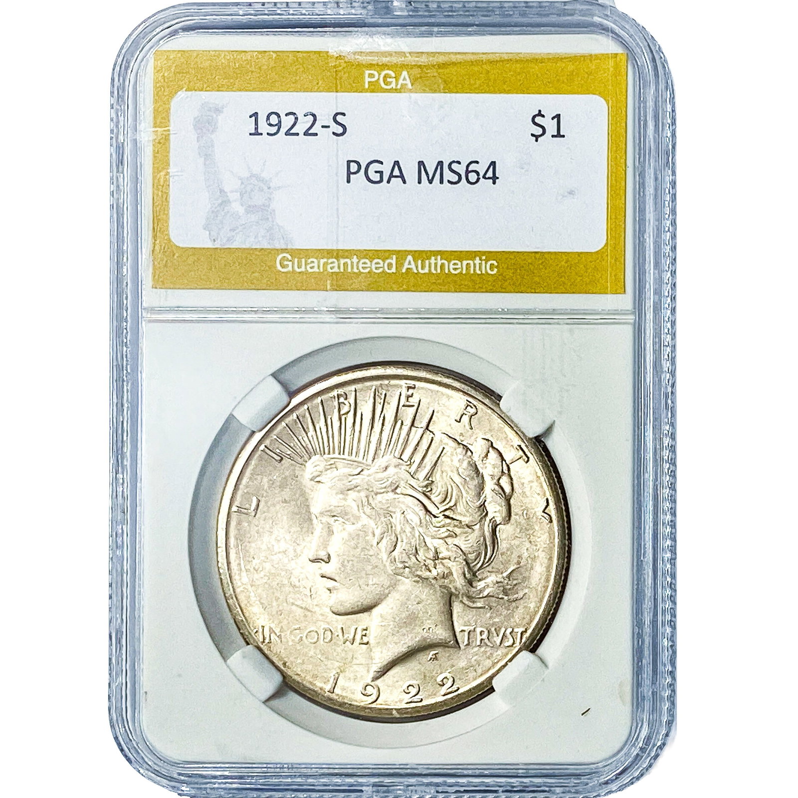 1922-S Silver Peace Dollar PGA MS64 (1 of 2)