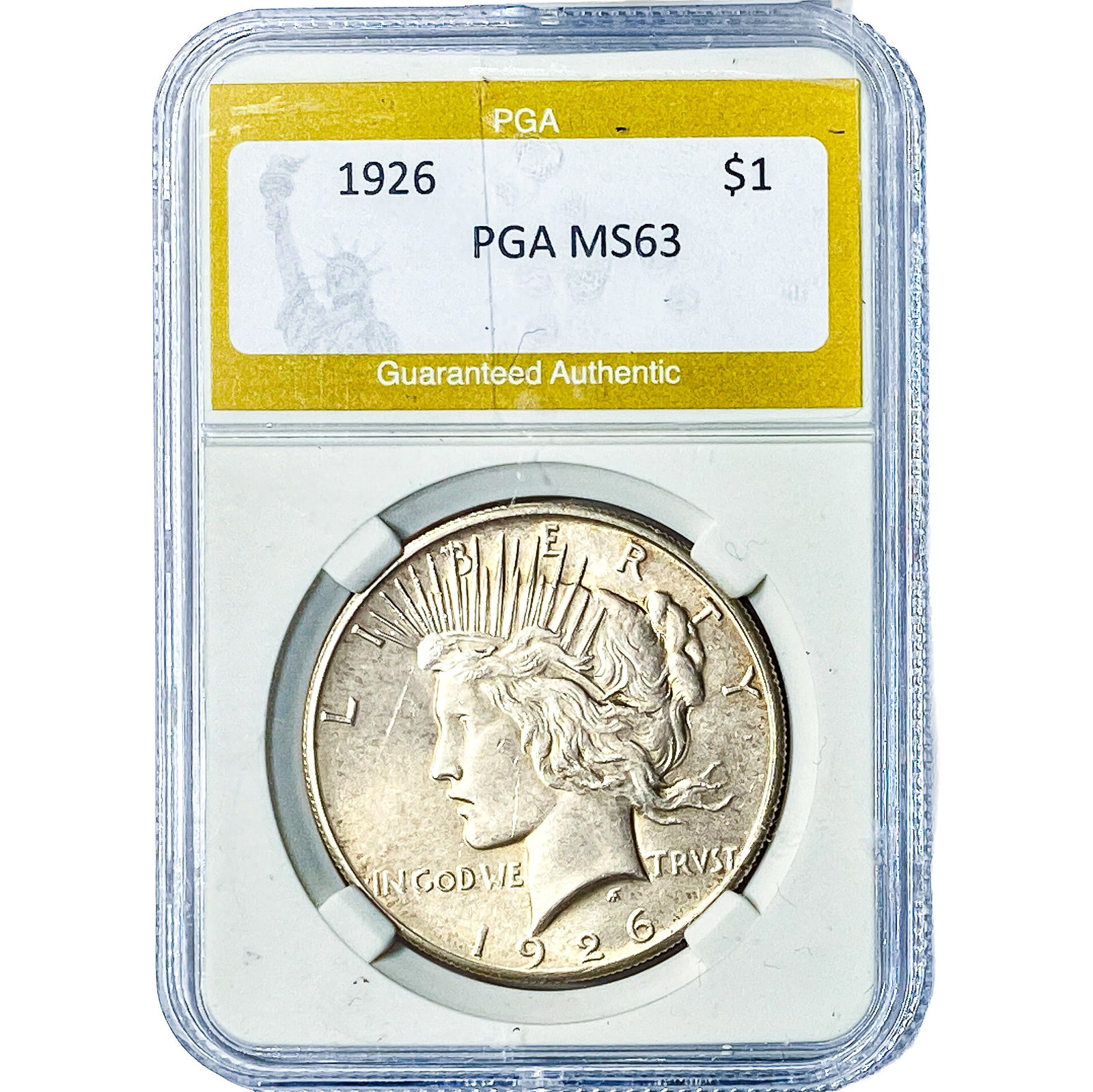 1926 Silver Peace Dollar PGA MS63: 1926 Silver Peace Dollar PGA MS63