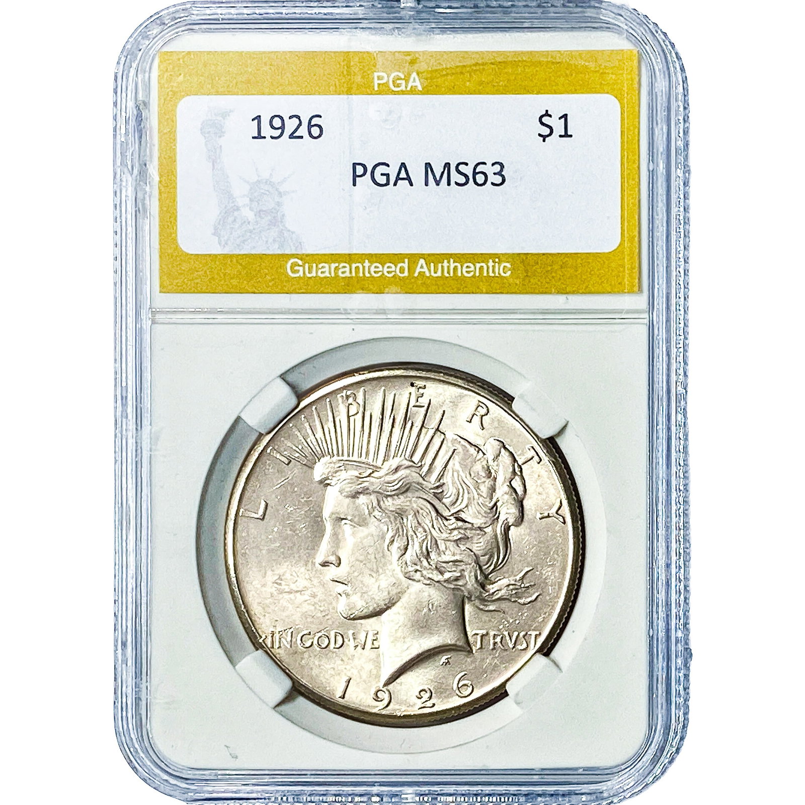 1926 Silver Peace Dollar PGA MS63: 1926 Silver Peace Dollar PGA MS63