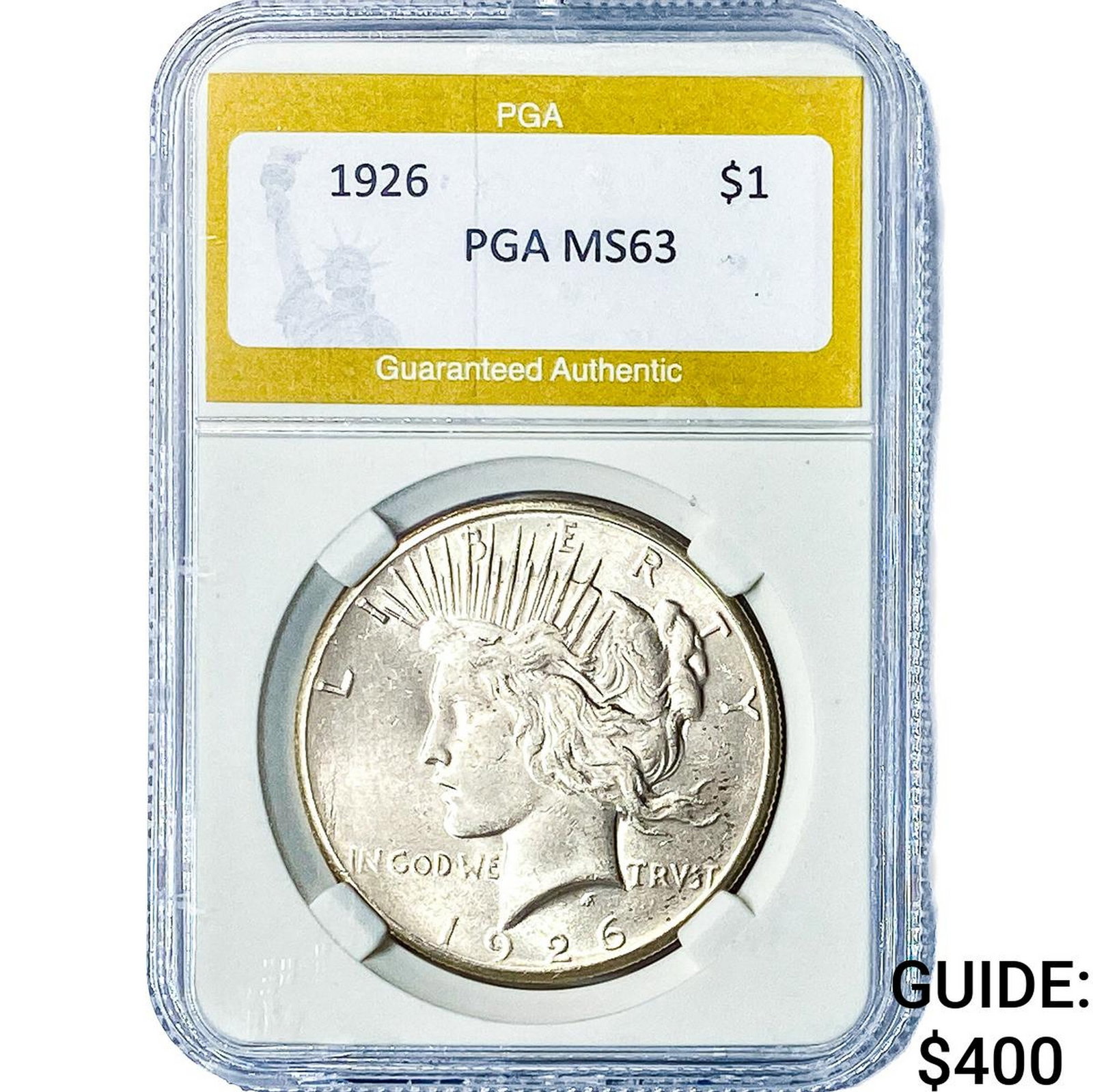 1926 Silver Peace Dollar PGA MS63: 1926 Silver Peace Dollar PGA MS63