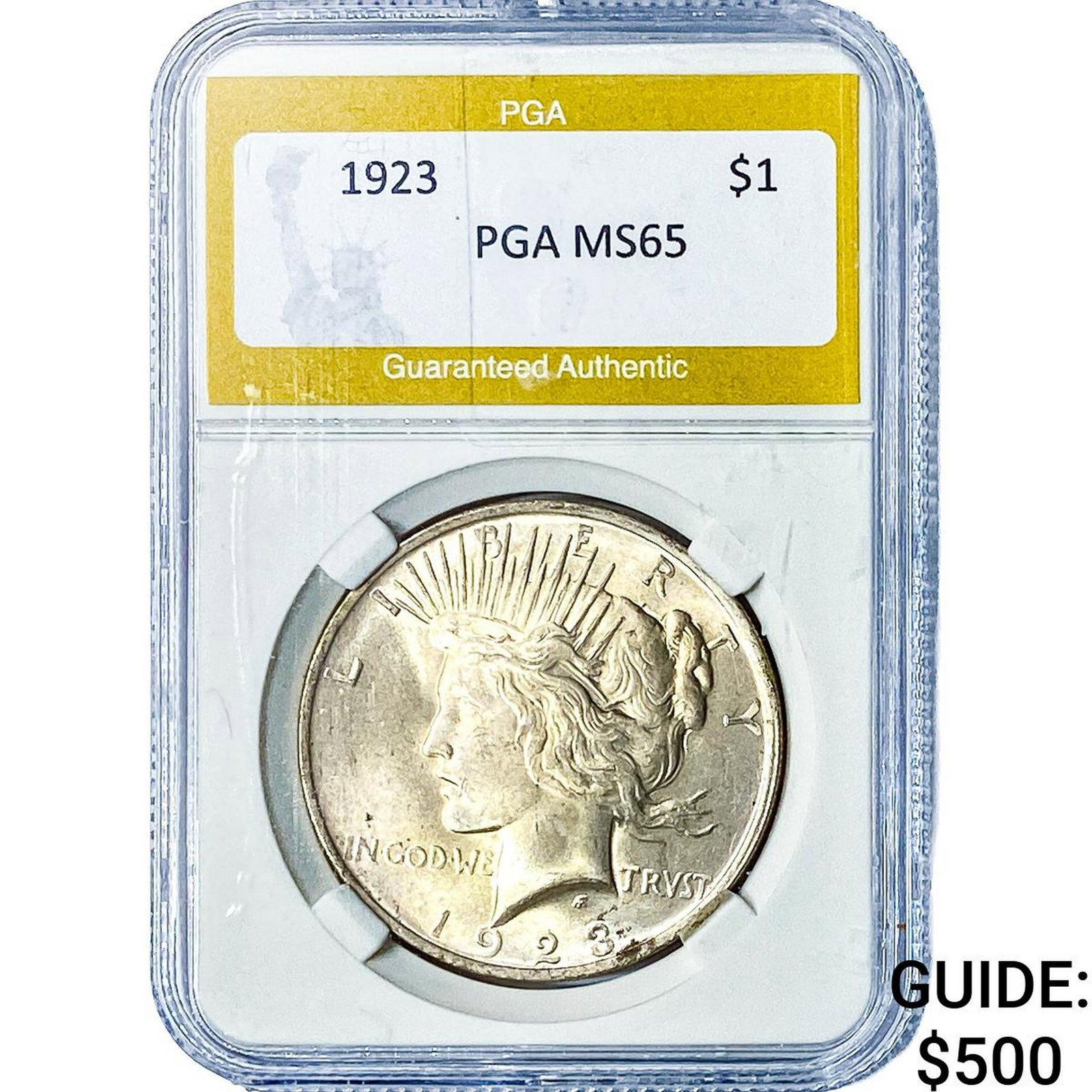 1923 Silver Peace Dollar PGA MS65: 1923 Silver Peace Dollar PGA MS65