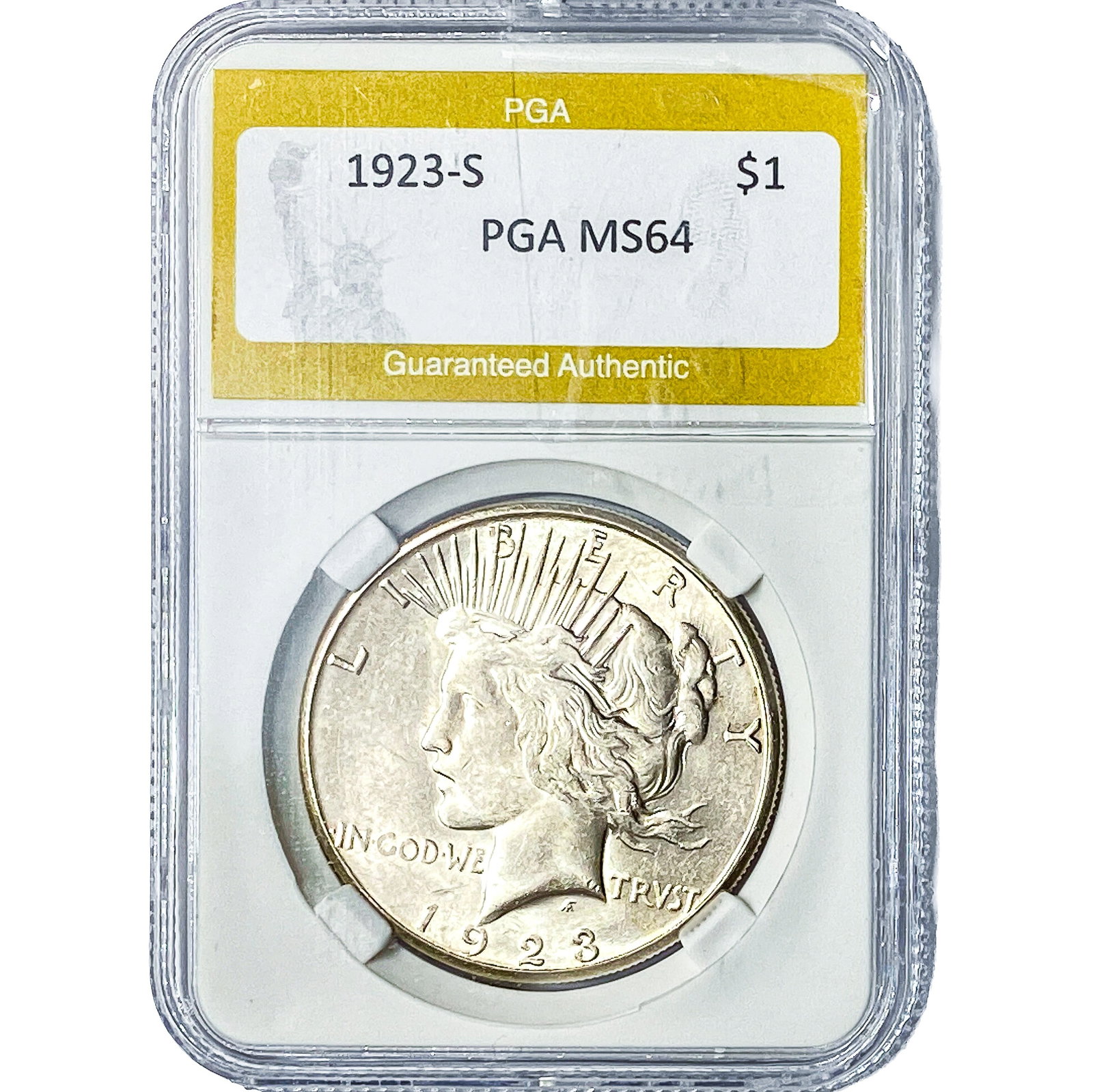 1923-S Silver Peace Dollar PGA MS64: 1923-S Silver Peace Dollar PGA MS64