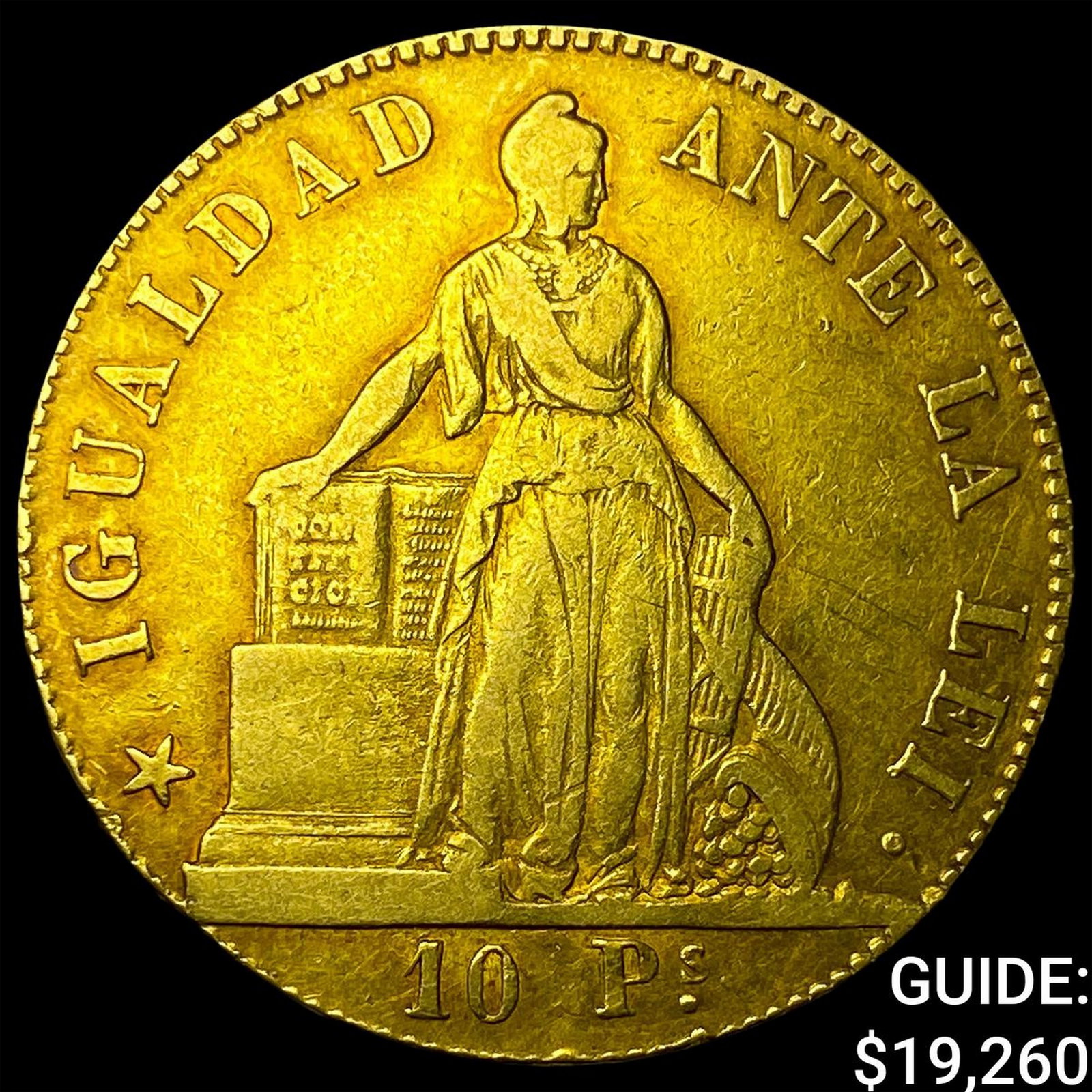 1851 Chile Gold 10 Pesos .4414 AGW: 1851 Chile Gold 10 Pesos .4414 AGW