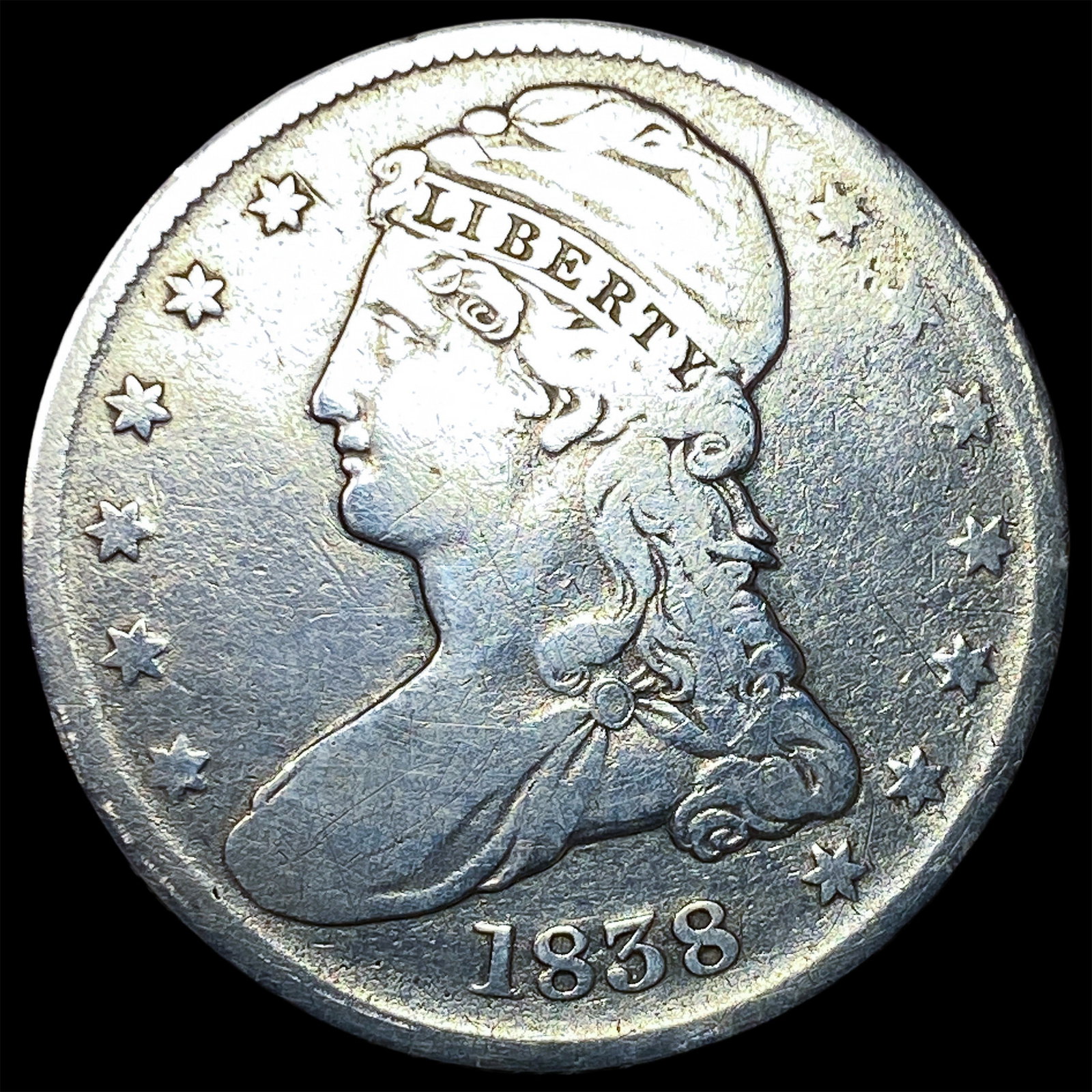 1838 Capped Bust Half Dollar LIGHTLY CIRCULATED: 1838 Capped Bust Half Dollar LIGHTLY CIRCULATED