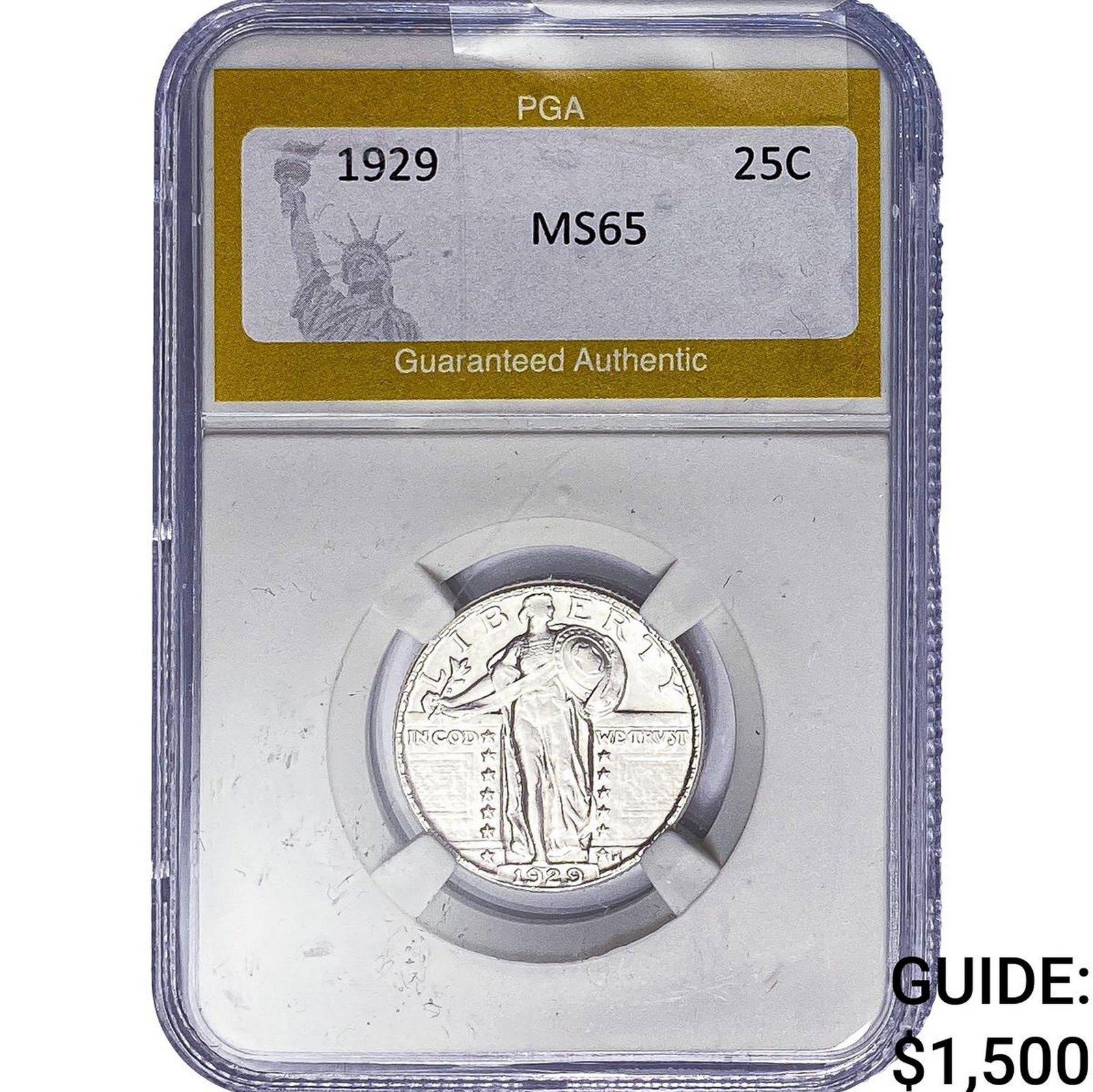 1929 Standing Liberty Quarter PGA MS65: 1929 Standing Liberty Quarter PGA MS65