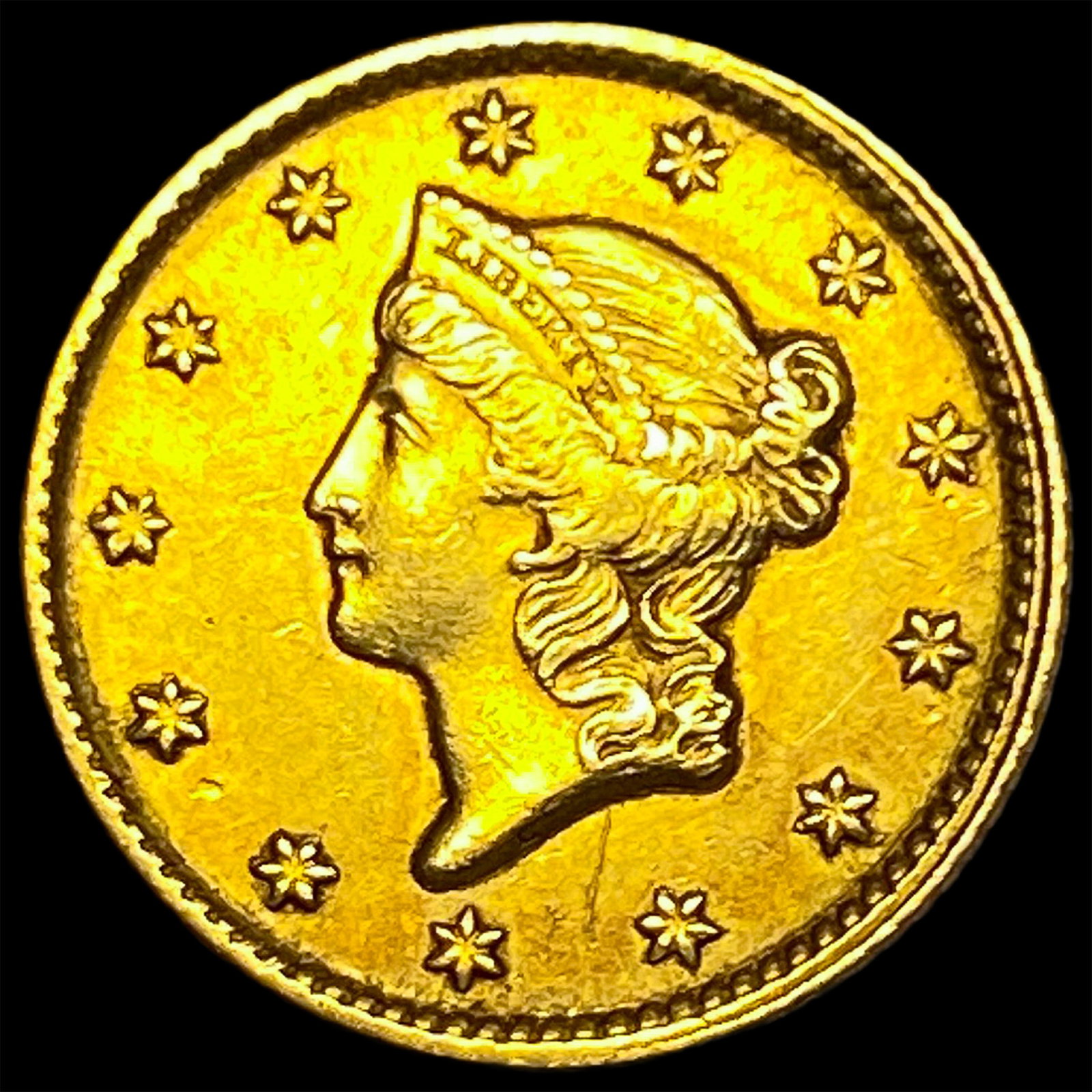 1853 Gold $1 Liberty Head Type 1 CLOSELY UNCIRCULATED: 1853 Gold $1 Liberty Head Type 1 CLOSELY UNCIRCULATED