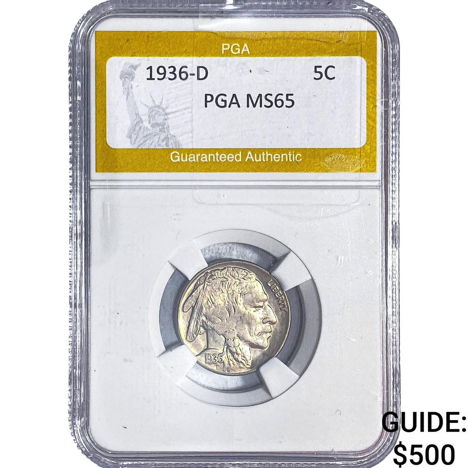 1936-D Buffalo Nickel PGA MS65: 1936-D Buffalo Nickel PGA MS65