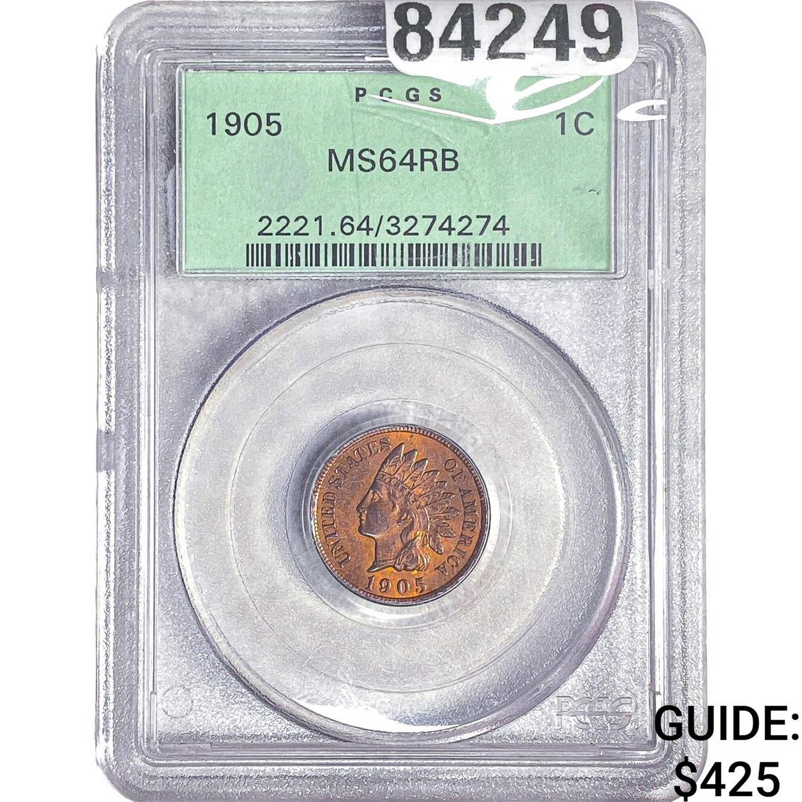 1905 Indian Head Cent PCGS MS64 RB: 1905 Indian Head Cent PCGS MS64 RB