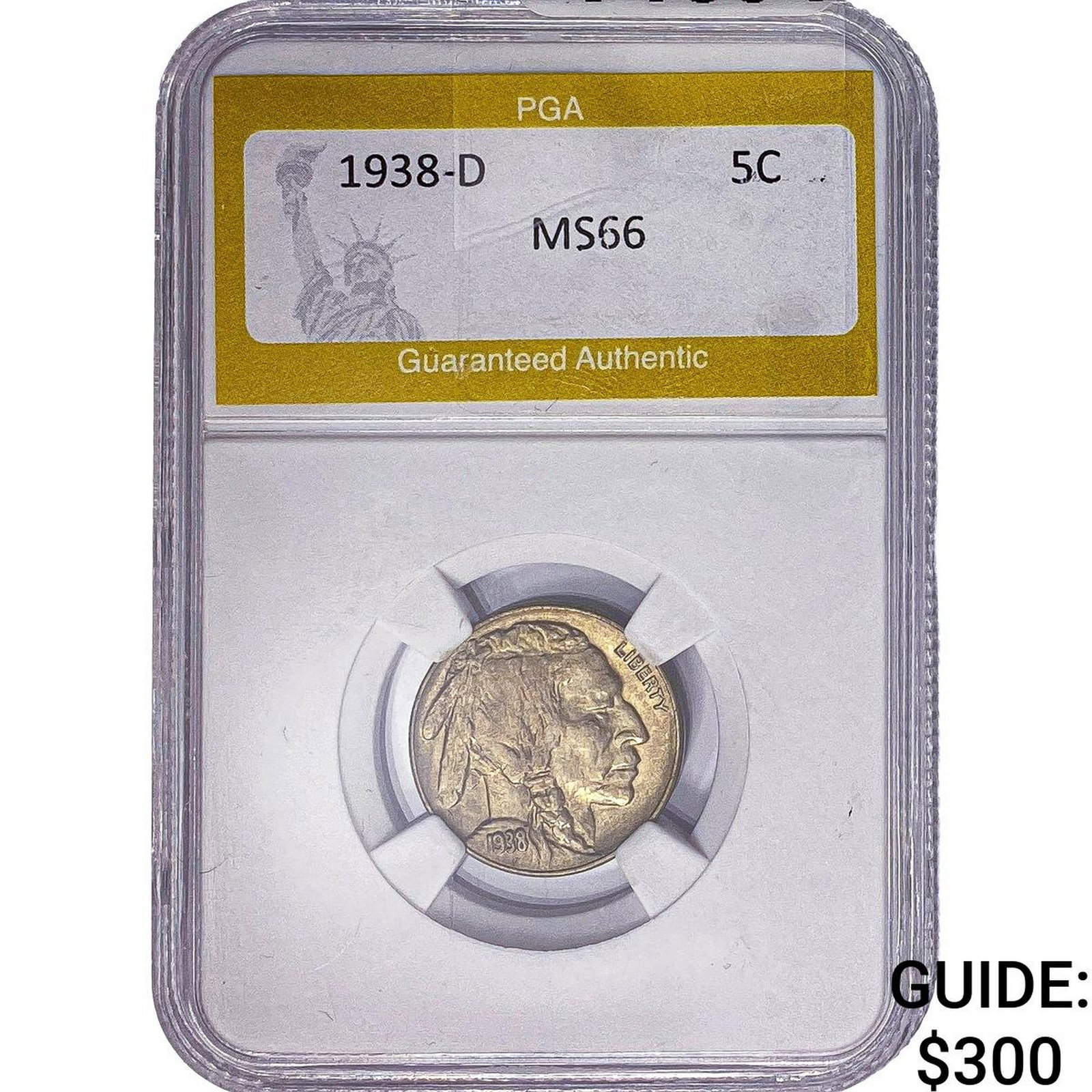 1938-D Buffalo Nickel PGA MS66: 1938-D Buffalo Nickel PGA MS66