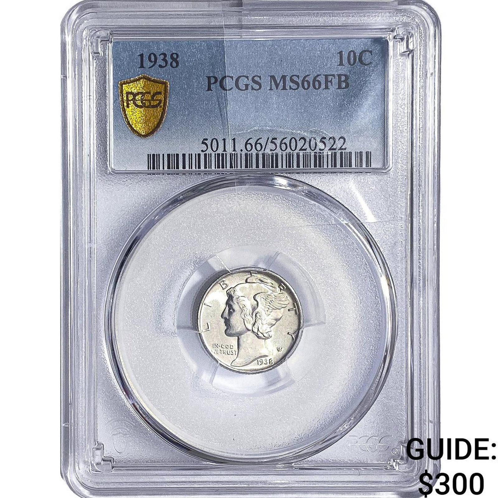 1938 Mercury Silver Cent PCGS MS66 FB: 1938 Mercury Silver Cent PCGS MS66 FB