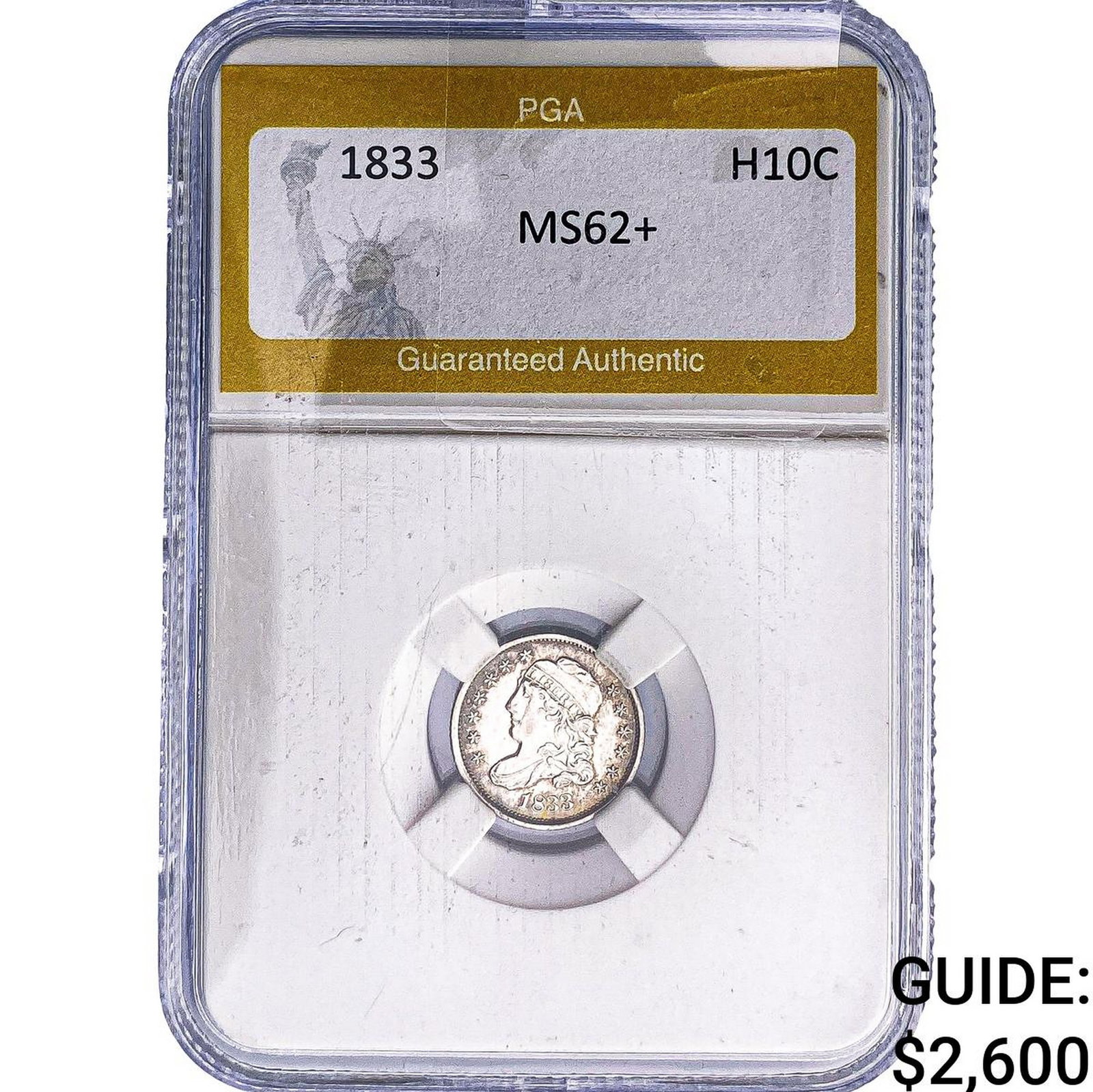 1833 Capped Bust Half Dime PGA MS62+: 1833 Capped Bust Half Dime PGA MS62+