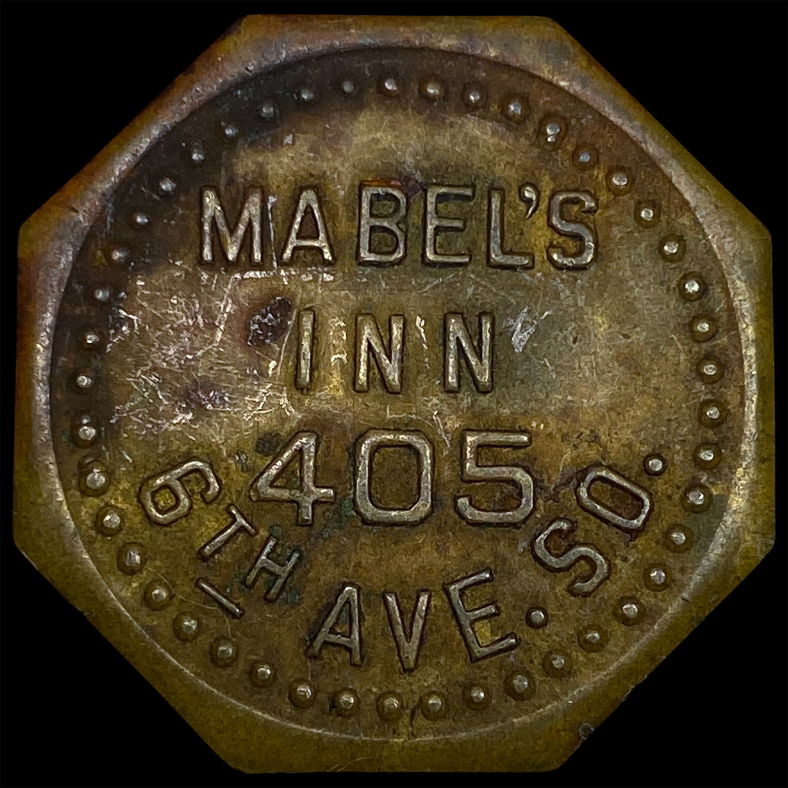 trade token from Mabel's Inn 405 6th Ave So HIGH GRADE: trade token from Mabel's Inn 405 6th Ave So HIGH GRADE