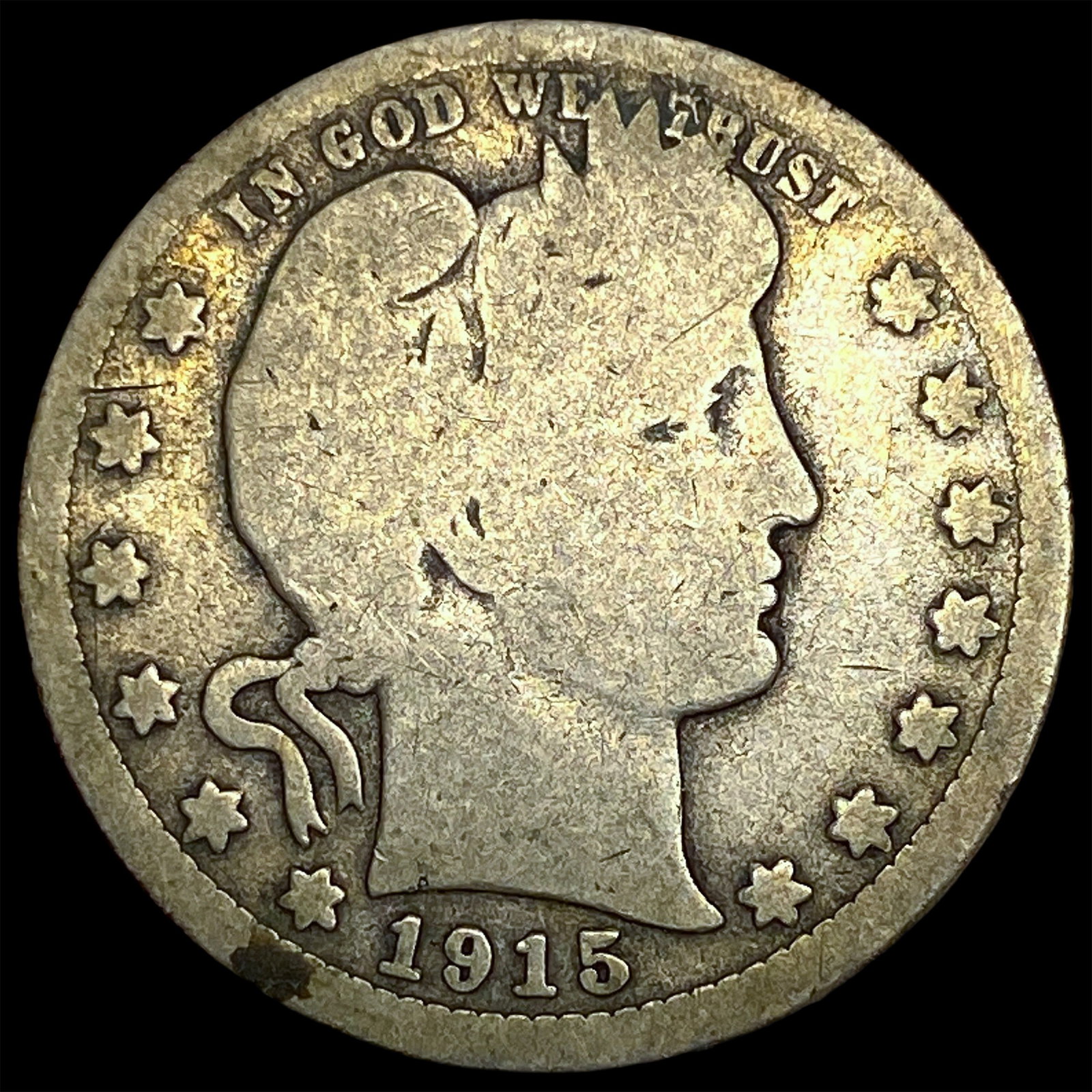 1915-S Silver Barber Quarter NICELY CIRCULATED (1 of 2)