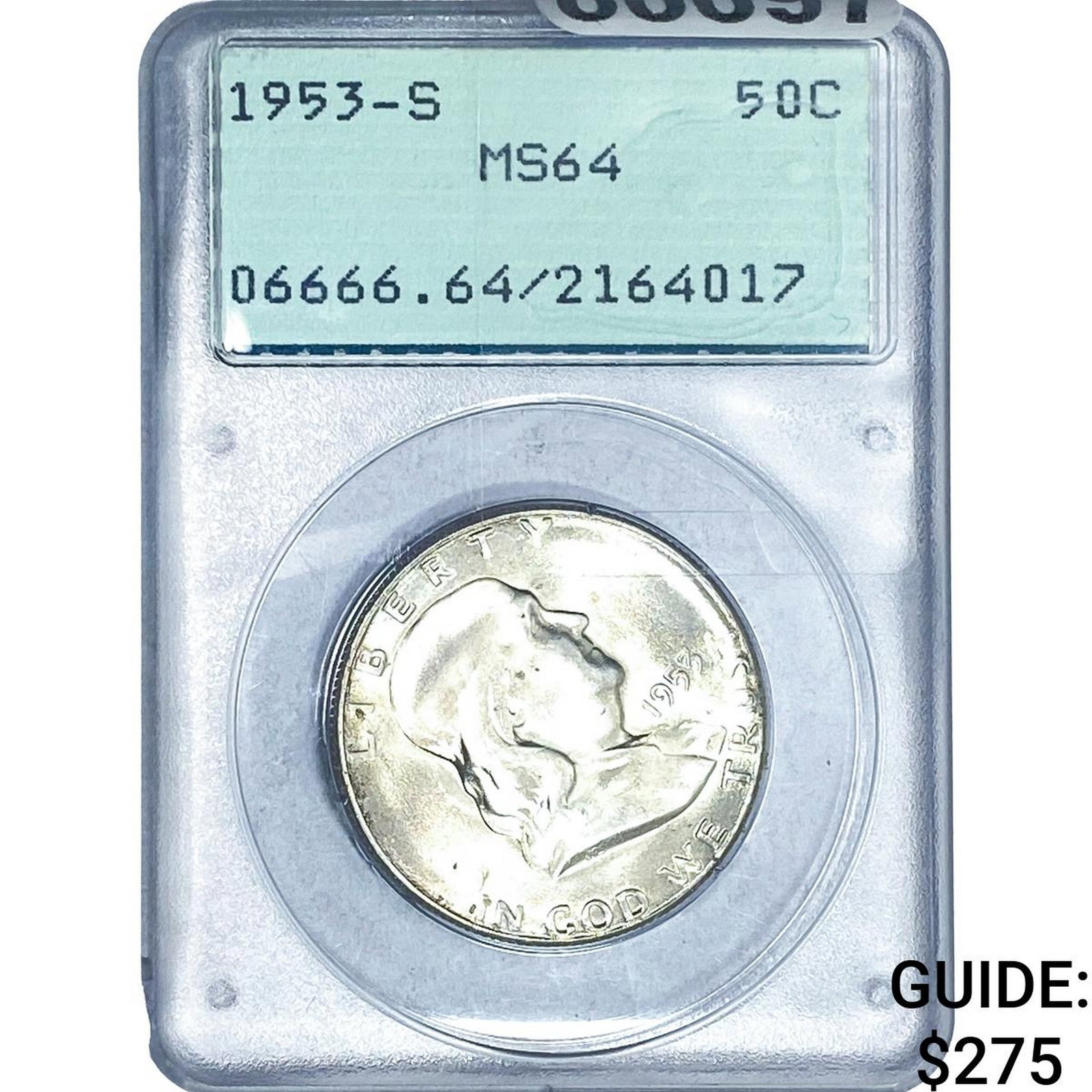 1953-S Franklin Half Dollar PCGS MS64: 1953-S Franklin Half Dollar PCGS MS64