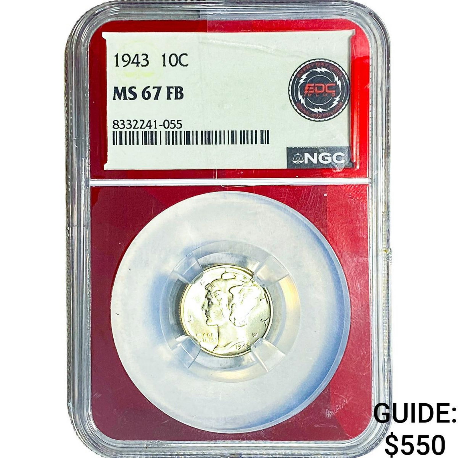 1943 Mercury Silver Dime NGC MS67 FB: 1943 Mercury Silver Dime NGC MS67 FB
