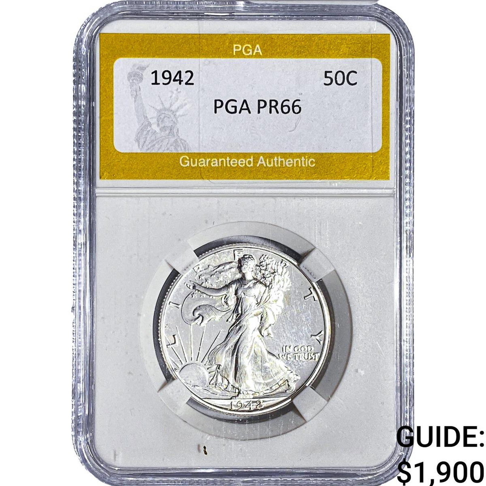 1942 Walking Liberty Half Dollar PGA PR66: 1942 Walking Liberty Half Dollar PGA PR66