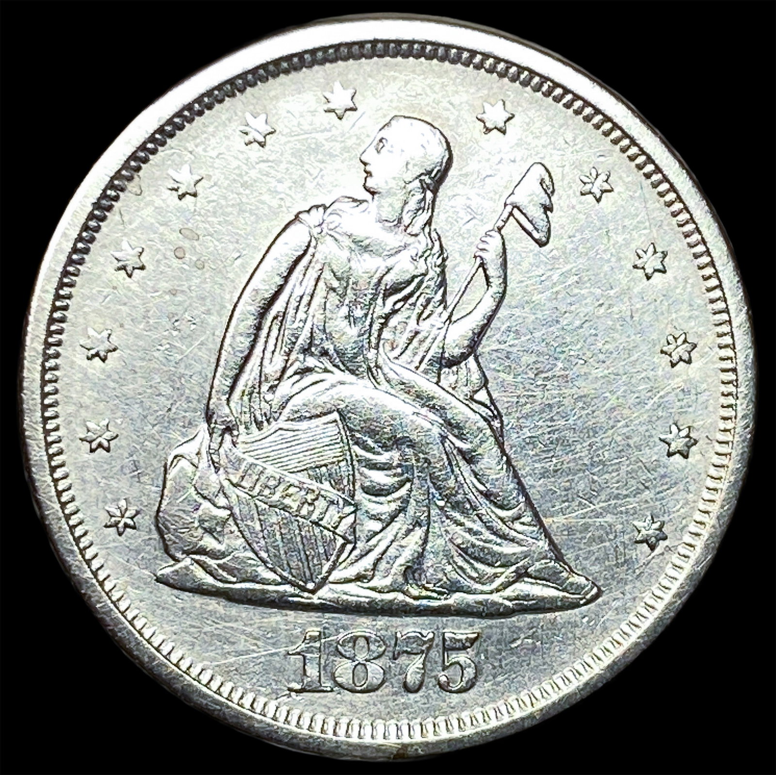 1875-S Silver Twenty Cents CLOSELY UNCIRCULATED: 1875-S Silver Twenty Cents CLOSELY UNCIRCULATED