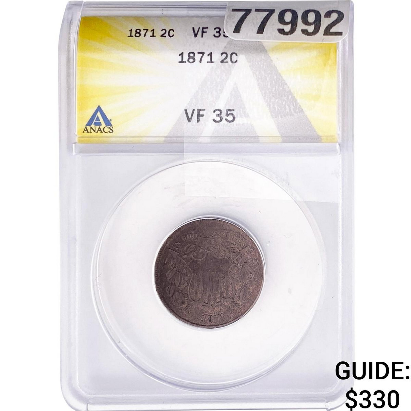 1871 Two Cent Piece ANACS VF35: 1871 Two Cent Piece ANACS VF35