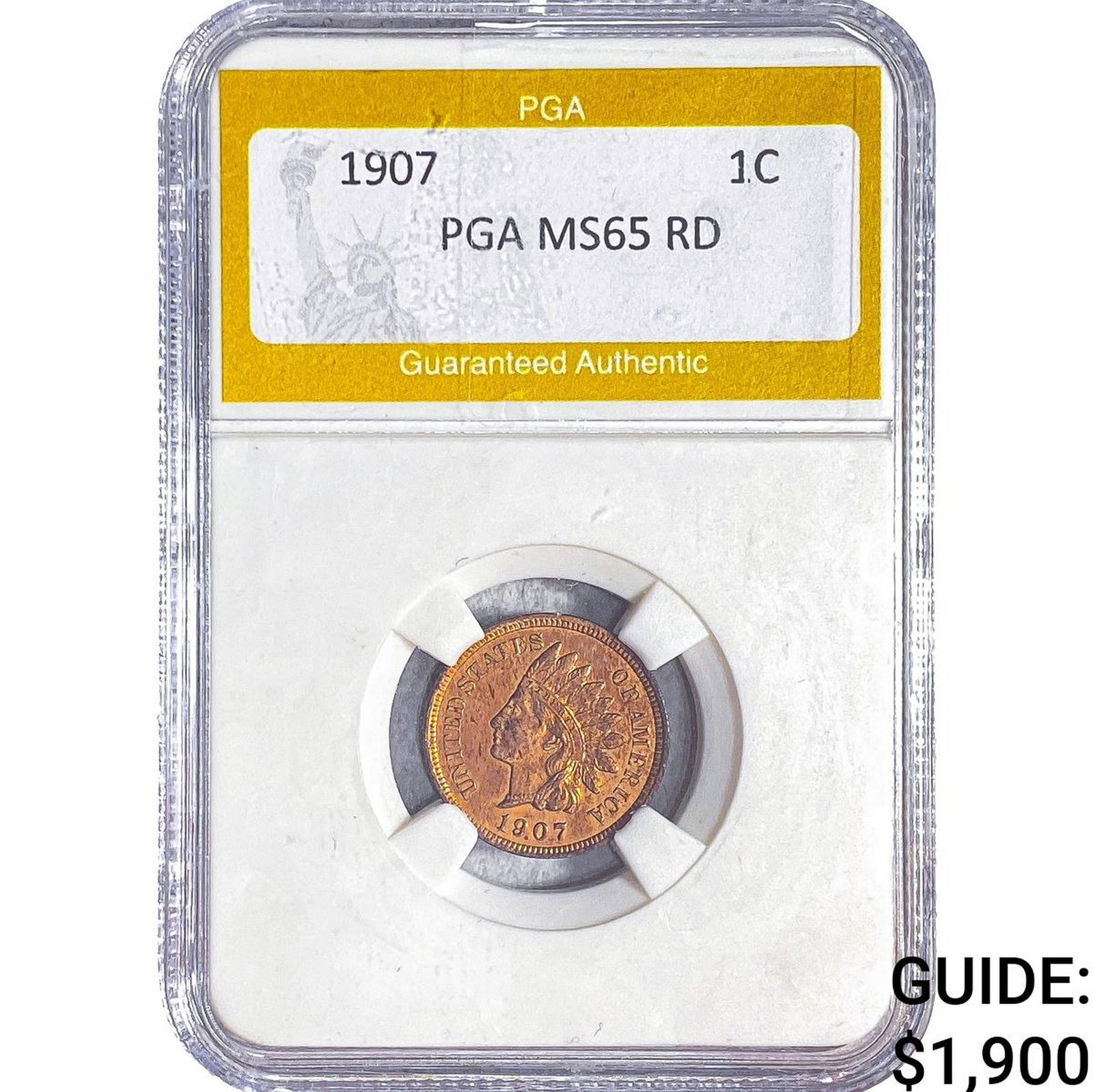 1907 Indian Head Cent PGA MS65 RD: 1907 Indian Head Cent PGA MS65 RD