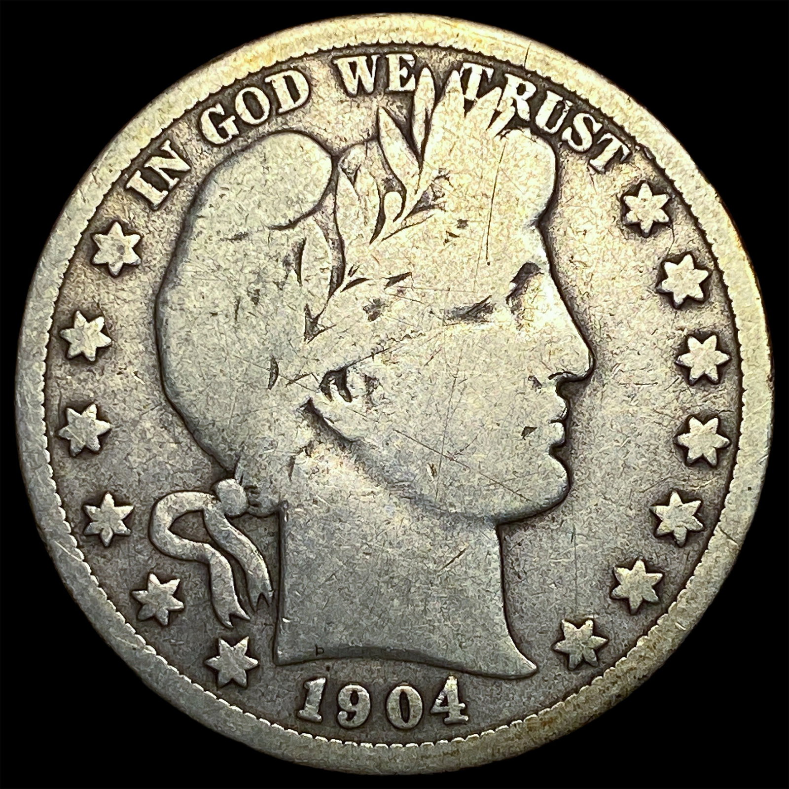 1904-S Silver Barber Half Dollar NICELY CIRCULATED: 1904-S Silver Barber Half Dollar NICELY CIRCULATED