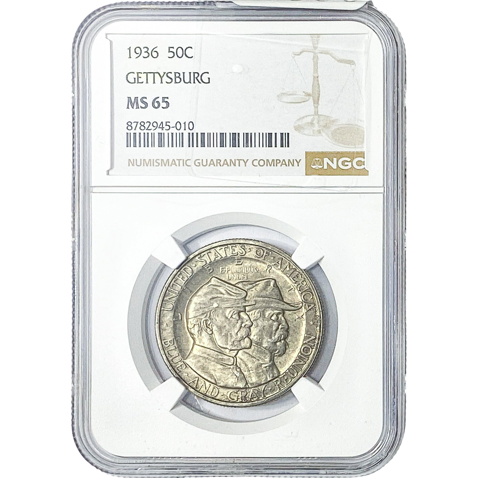 1936 Gettysburg Half Dollar NGC MS65: 1936 Gettysburg Half Dollar NGC MS65