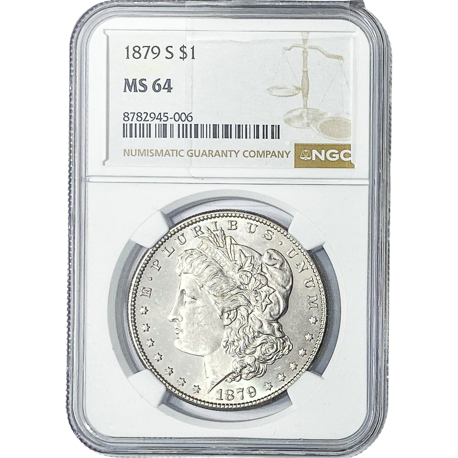 1879-S Morgan Silver Dollar NGC MS64: 1879-S Morgan Silver Dollar NGC MS64
