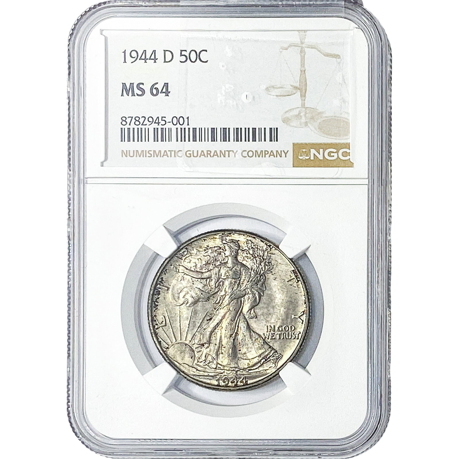 1944-D Walking Liberty Half Dollar NGC MS64: 1944-D Walking Liberty Half Dollar NGC MS64
