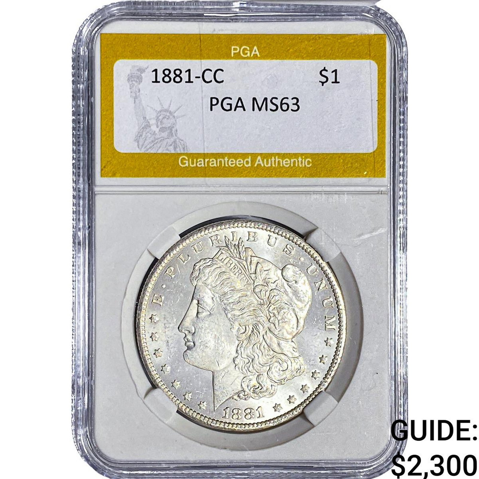 1881-CC Morgan Silver Dollar PGA MS63: 1881-CC Morgan Silver Dollar PGA MS63