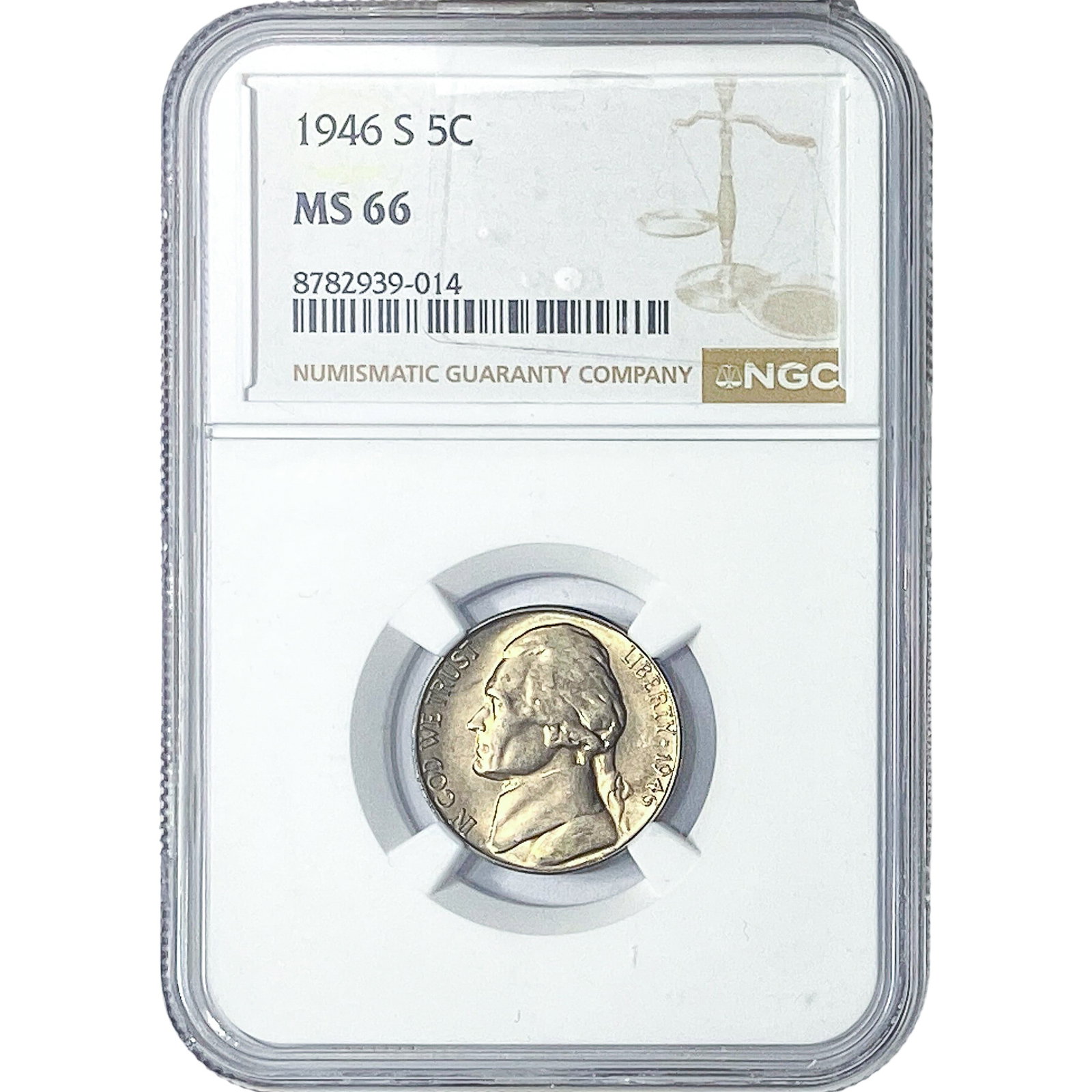 1946-S Jefferson Nickel NGC MS66: 1946-S Jefferson Nickel NGC MS66