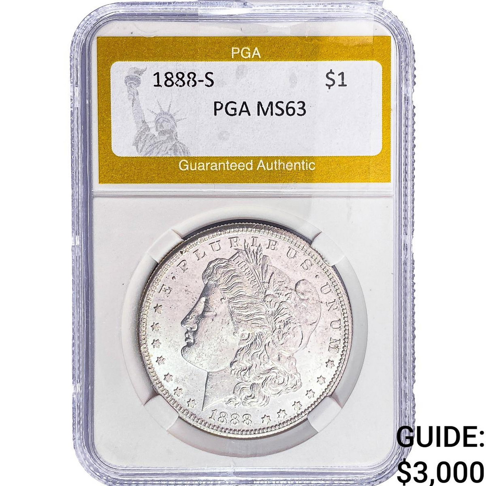 1888-S Morgan Silver Dollar PGA MS63: 1888-S Morgan Silver Dollar PGA MS63