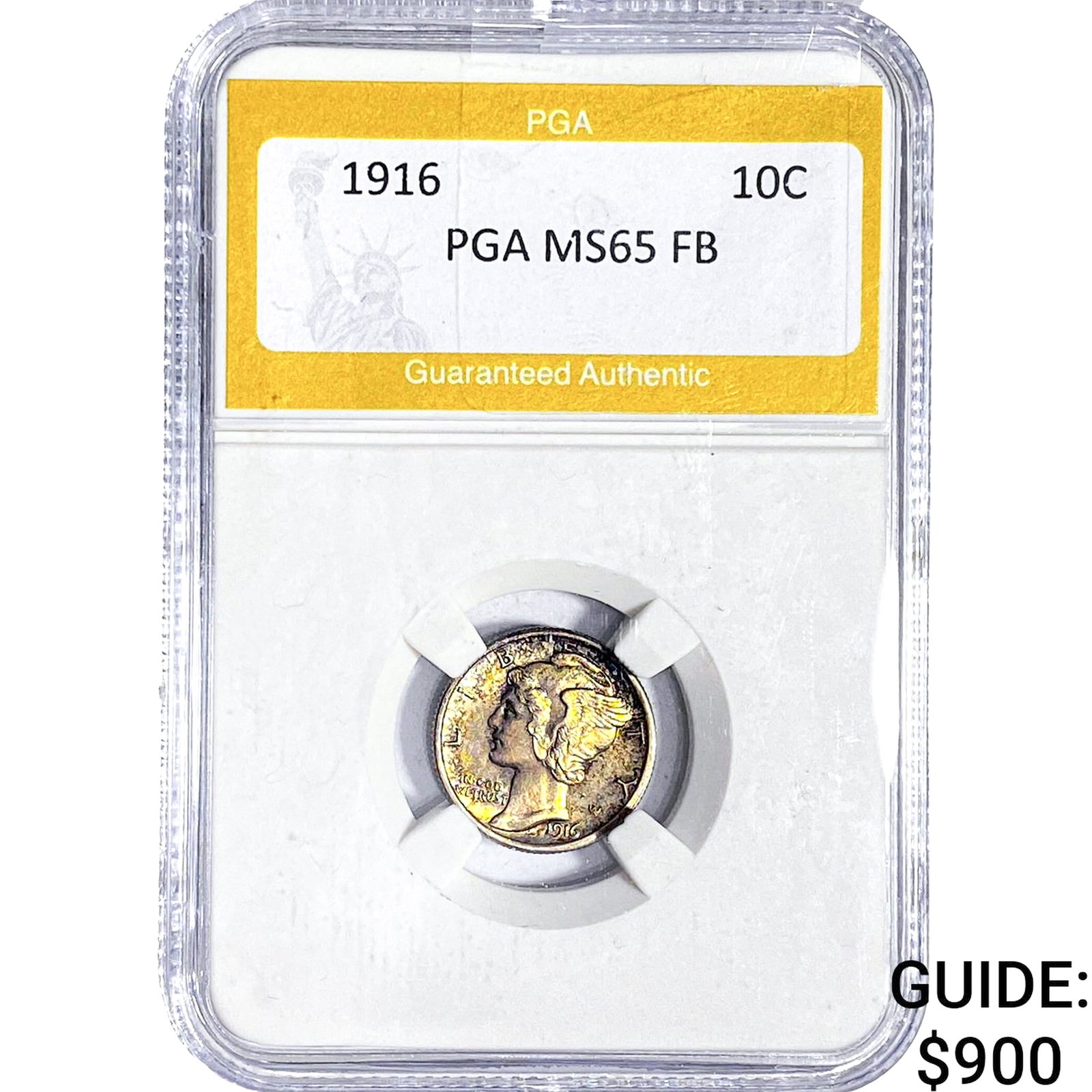 1916 Mercury Silver Dime PGA MS65 FB: 1916 Mercury Silver Dime PGA MS65 FB