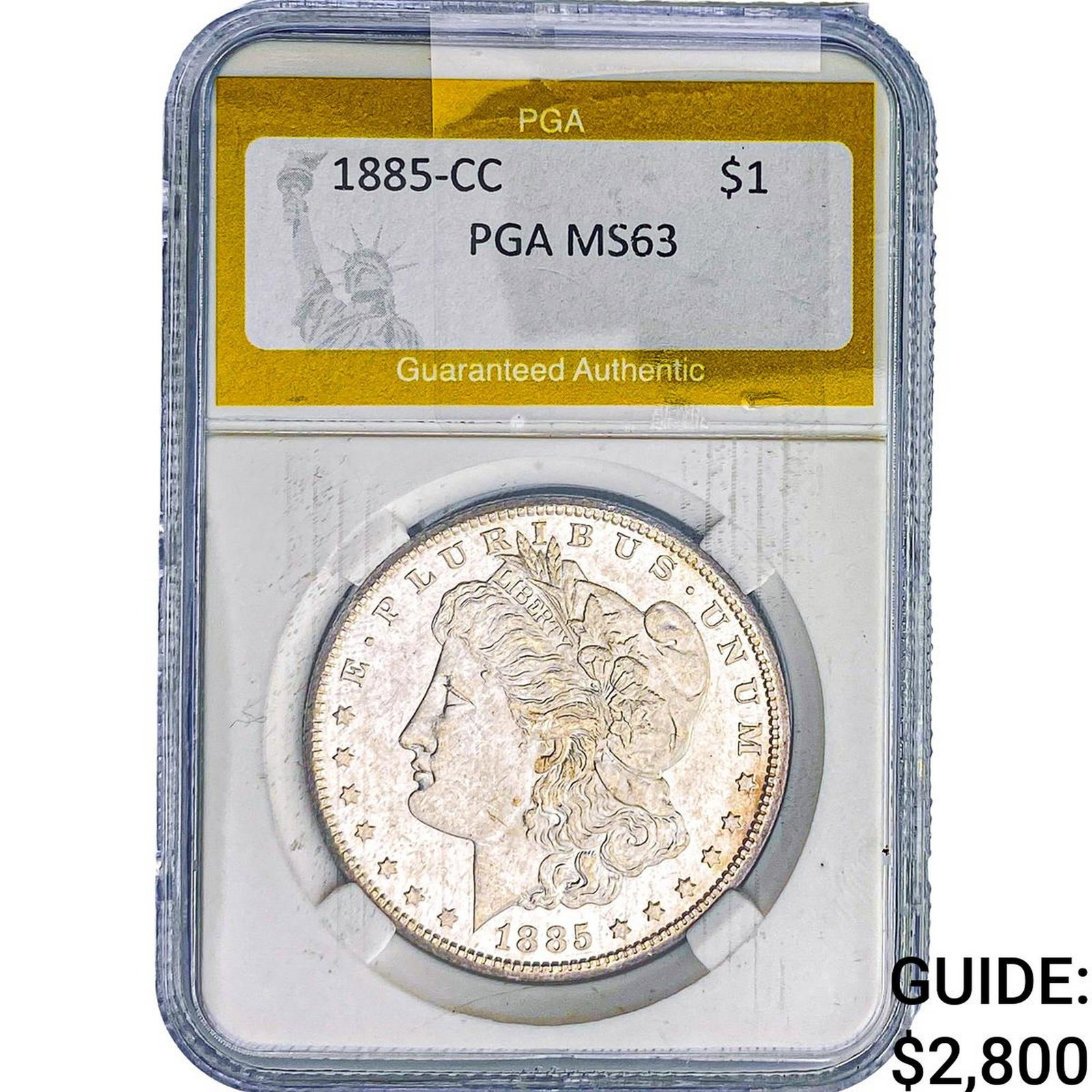 1885-CC Morgan Silver Dollar PGA MS63: 1885-CC Morgan Silver Dollar PGA MS63