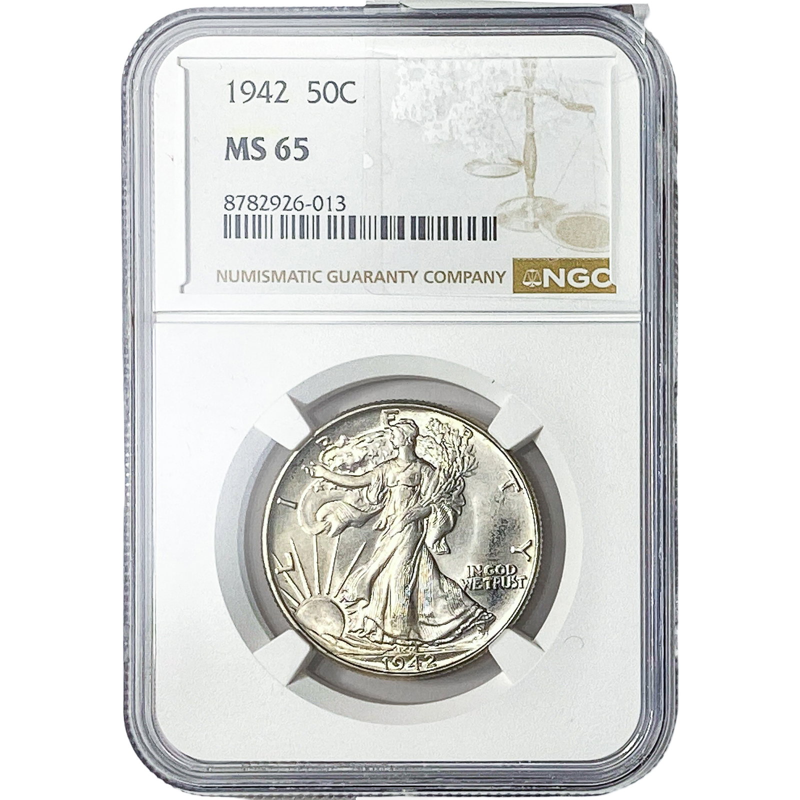 1942 Walking Liberty Half Dollar NGC MS65: 1942 Walking Liberty Half Dollar NGC MS65