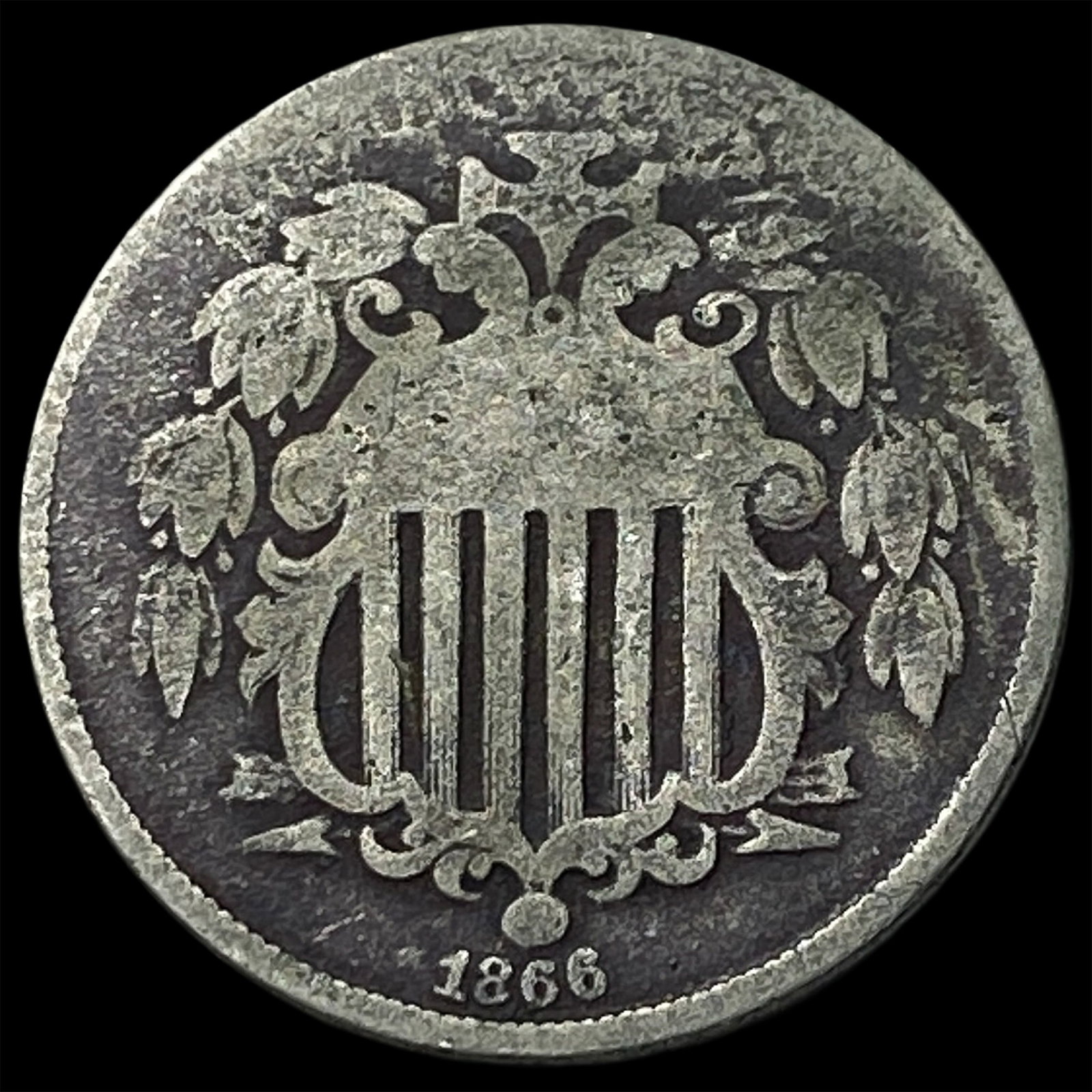 1866 Shield Nickel NICELY CIRCULATED: 1866 Shield Nickel NICELY CIRCULATED